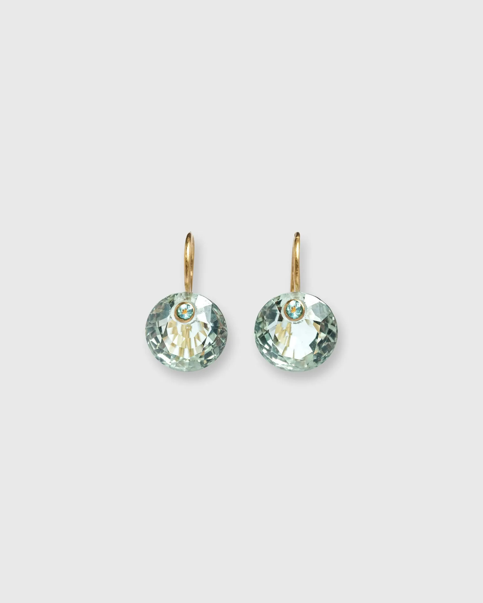 Small Round Gem Earrings in Green Quartz/Apatite sold by Mashburn