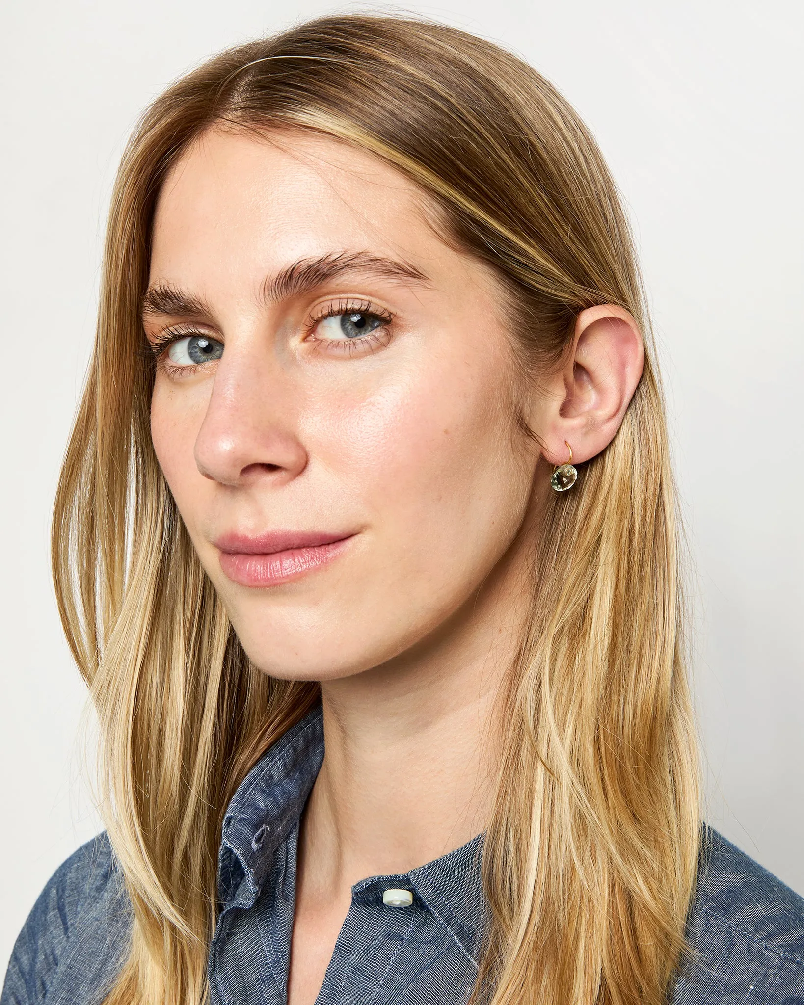 Small Round Gem Earrings in Green Quartz/Apatite sold by Mashburn product image thumbnail 2