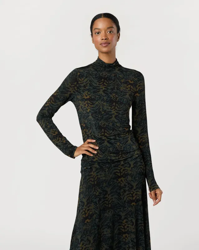 Aurelia Jersey Long Sleeve Turtleneck Top in Desert Jasper made by Ulla Johnson