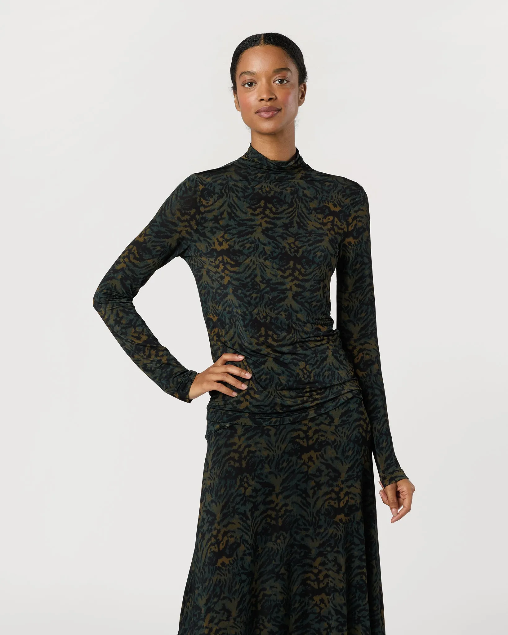 Aurelia Jersey Long Sleeve Turtleneck Top in Desert Jasper sold by Mashburn