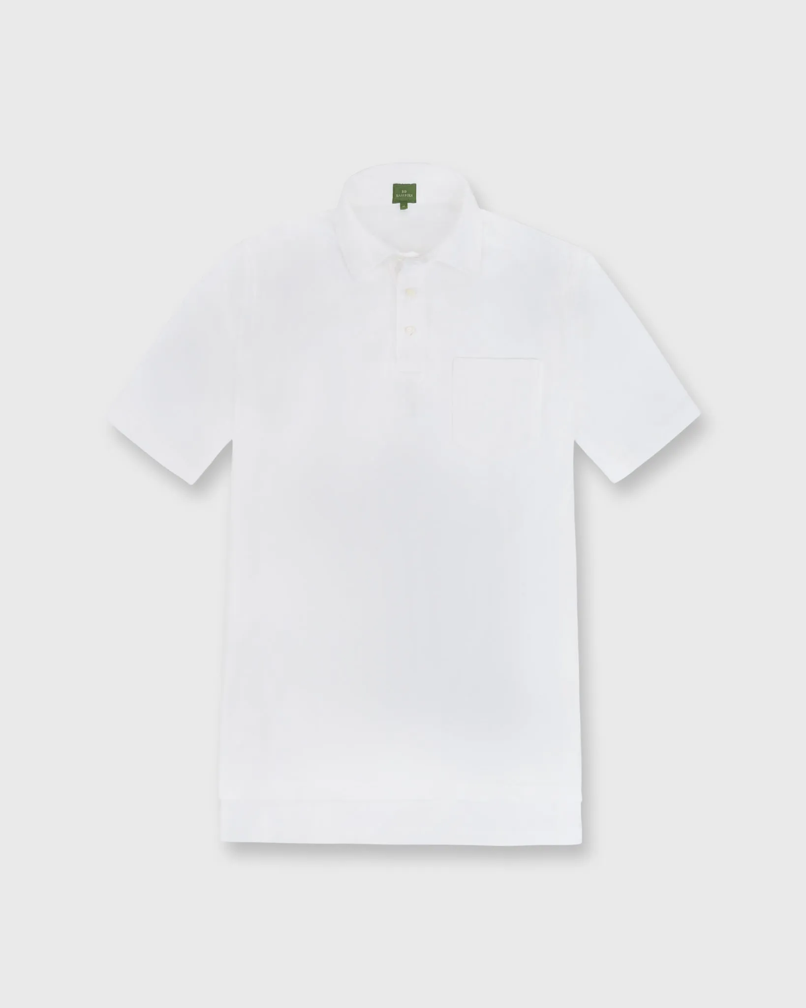 Short-Sleeved Polo in White Pima Pique sold by Mashburn