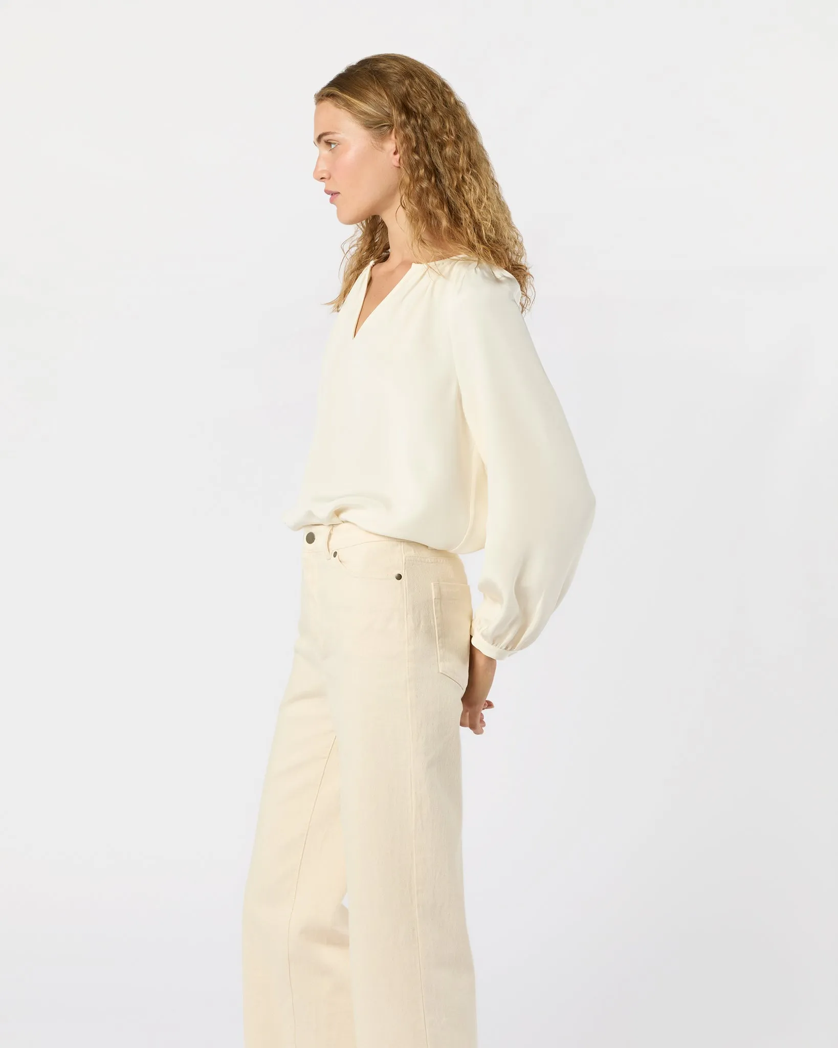 Ariana Blouse in Ivory Silk Crepe de Chine sold by Mashburn product image thumbnail 3