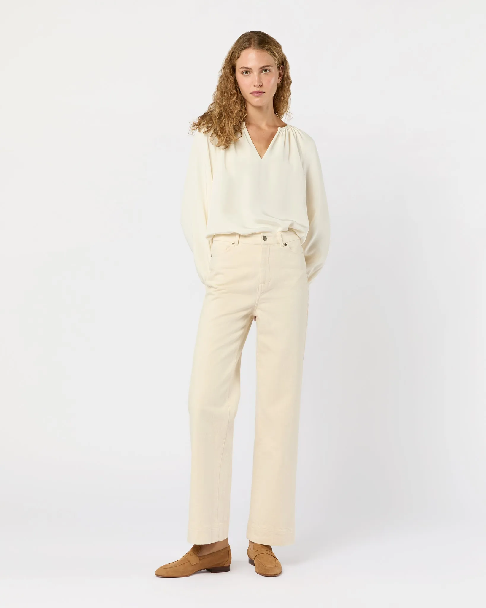 Ariana Blouse in Ivory Silk Crepe de Chine sold by Mashburn product image thumbnail 2