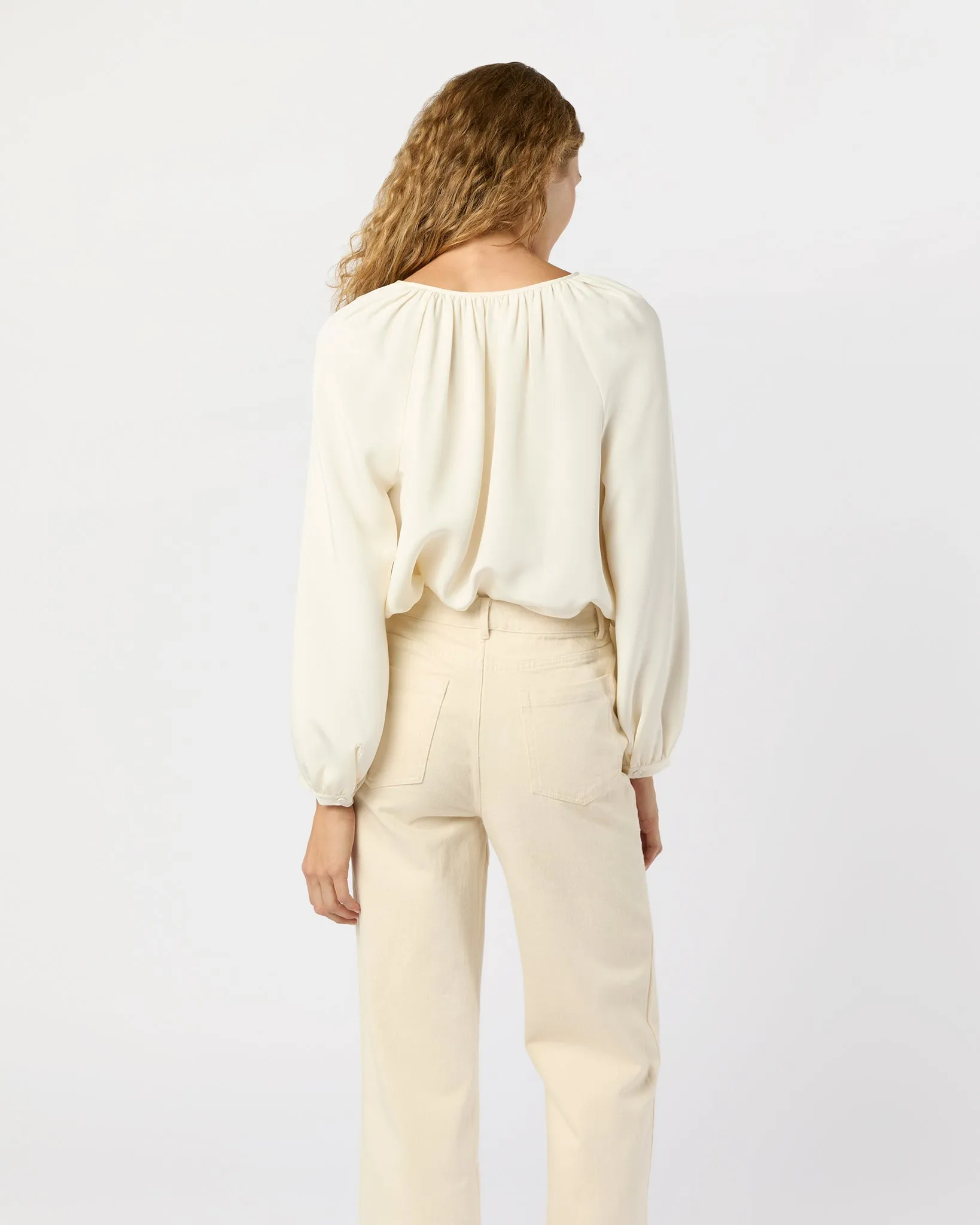 Ariana Blouse in Ivory Silk Crepe de Chine sold by Mashburn product image thumbnail 4