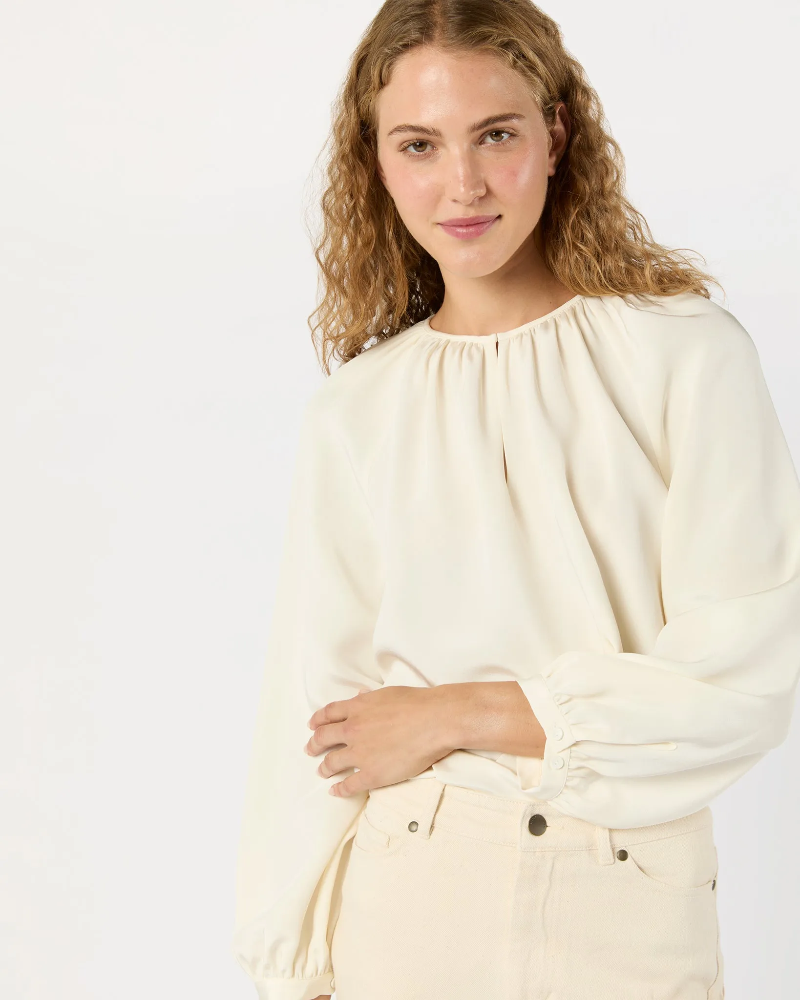 Ariana Blouse in Ivory Silk Crepe de Chine sold by Mashburn product image thumbnail 5