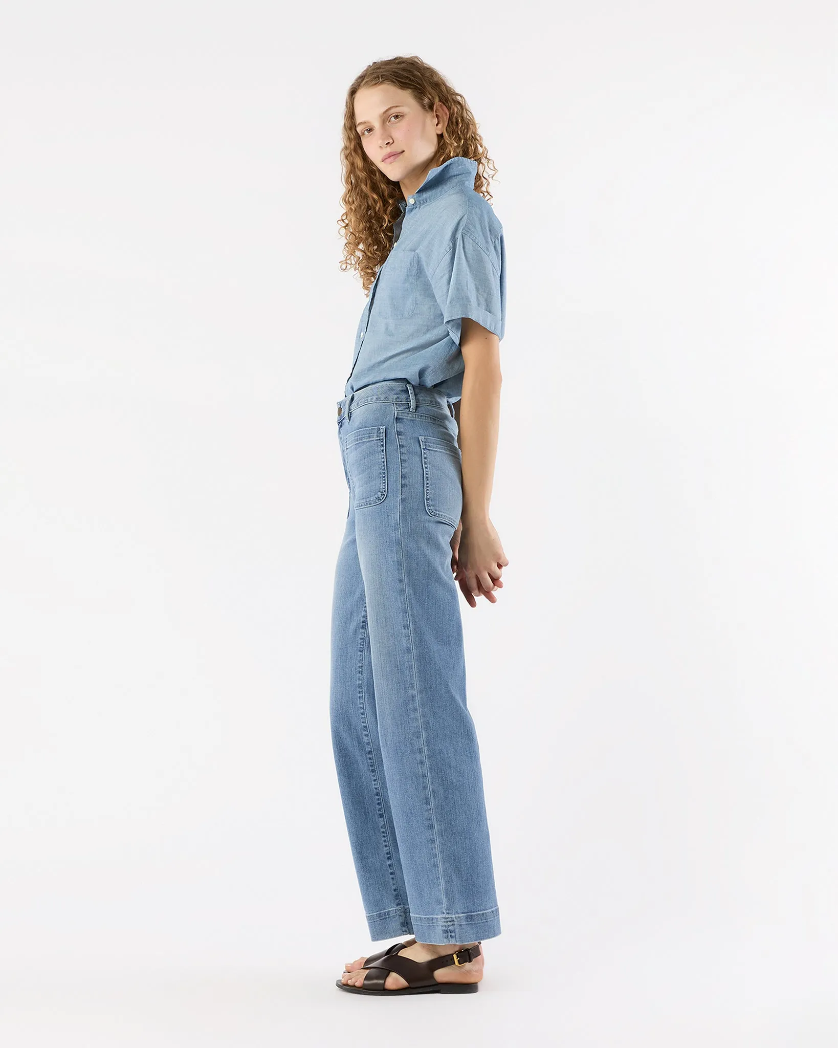 Agnes Shirt in Extra Light Washed Cotolino Chambray sold by Mashburn product image thumbnail 4
