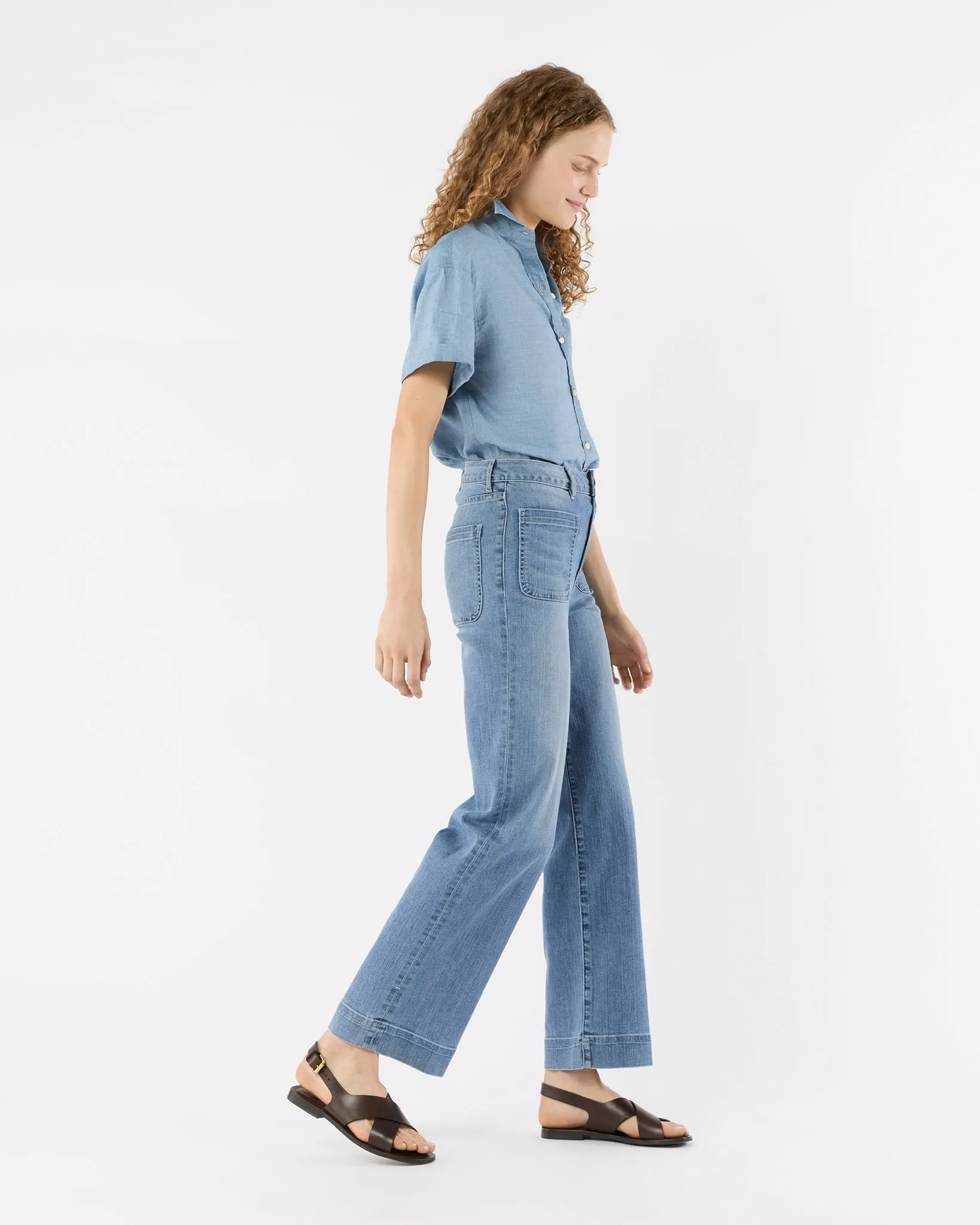 Agnes Shirt in Extra Light Washed Cotolino Chambray sold by Mashburn product image thumbnail 5