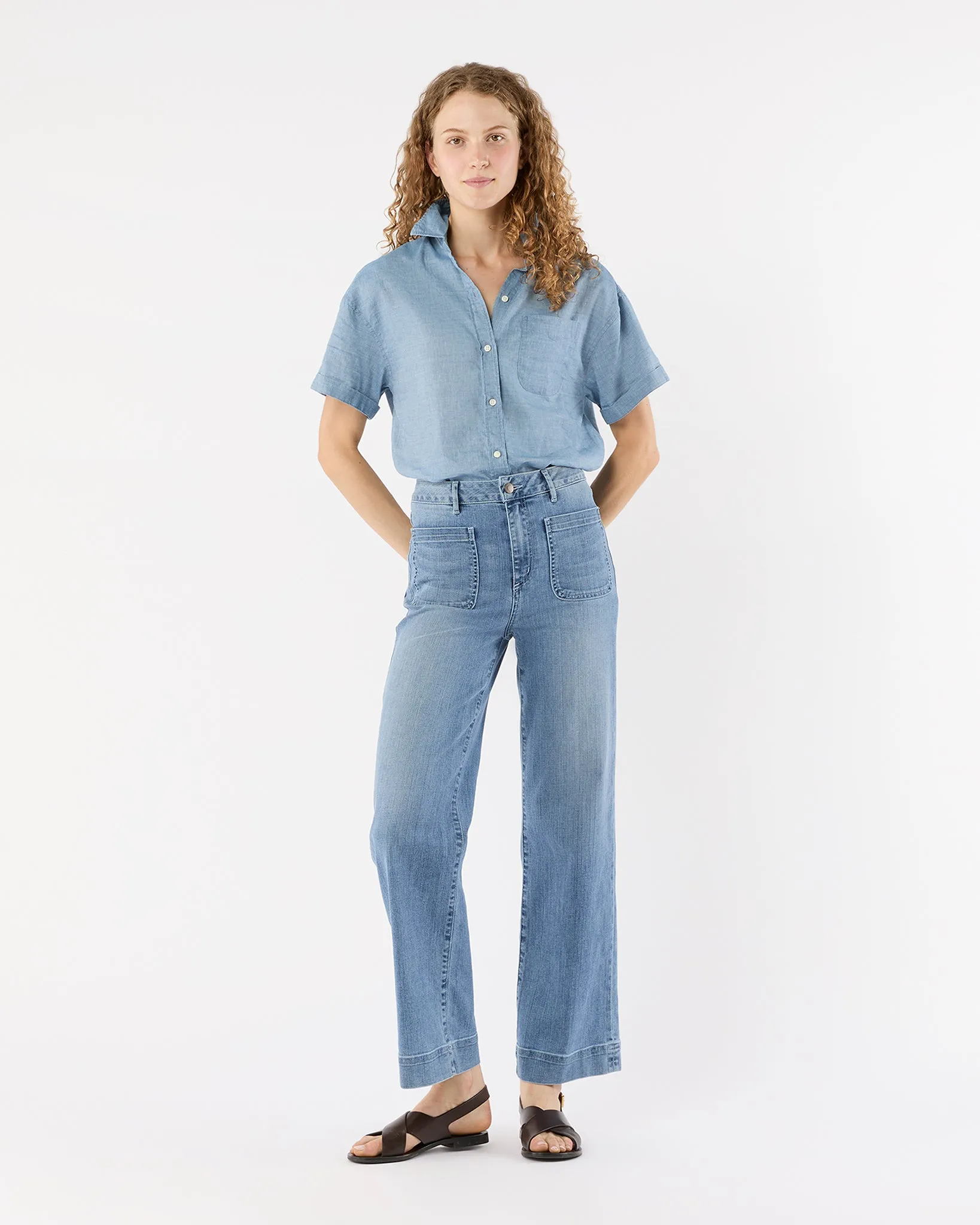 Agnes Shirt in Extra Light Washed Cotolino Chambray sold by Mashburn product image thumbnail 3