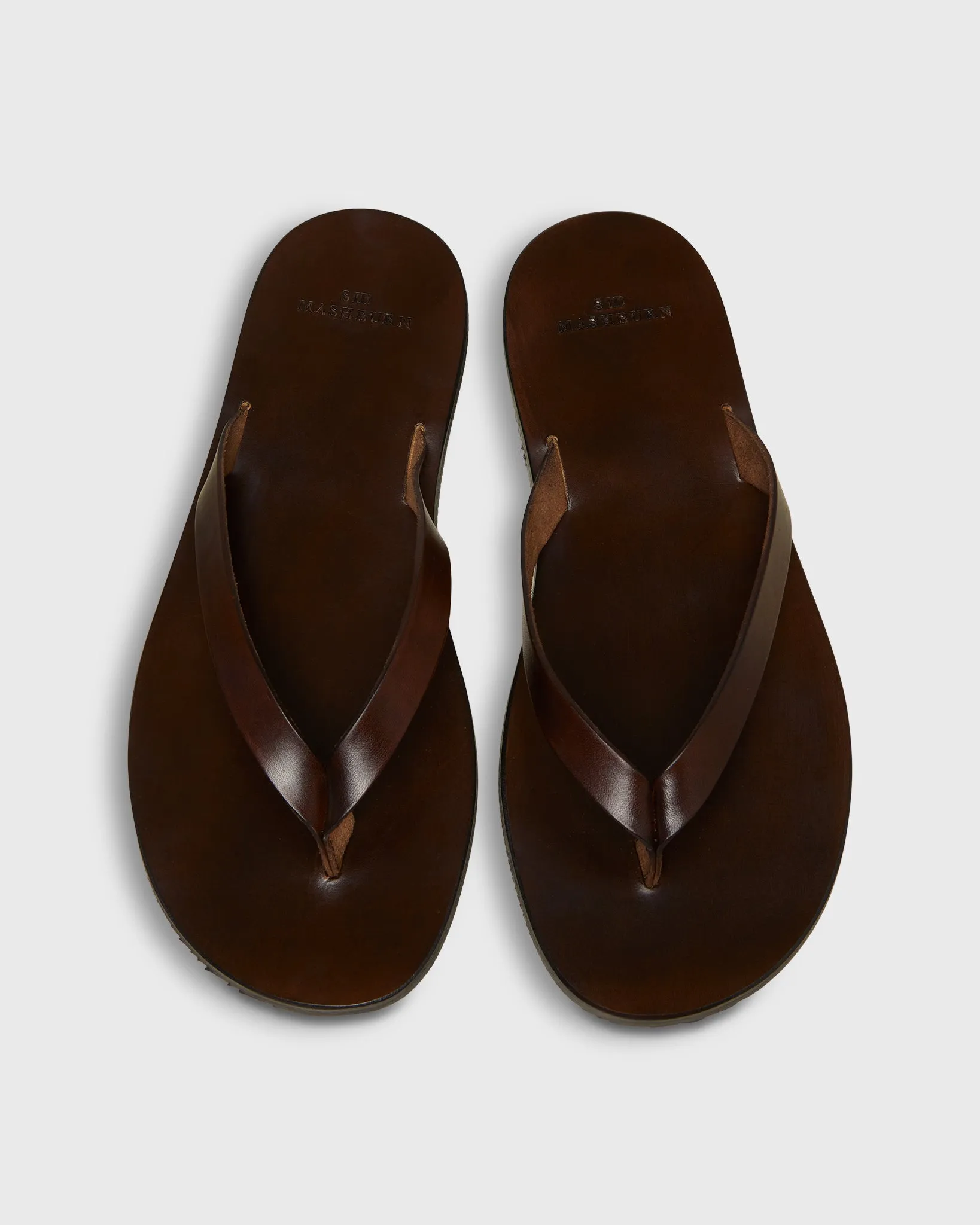 Thong Sandal in Brown Leather sold by Mashburn