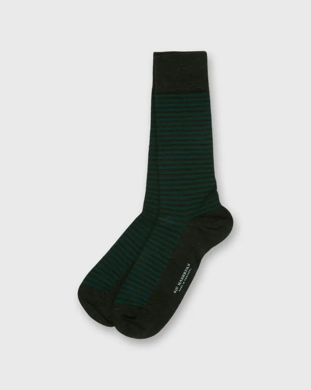 Striped Trouser Dress Socks in Charcoal/Petrol Extra Fine Merino sold by Mashburn