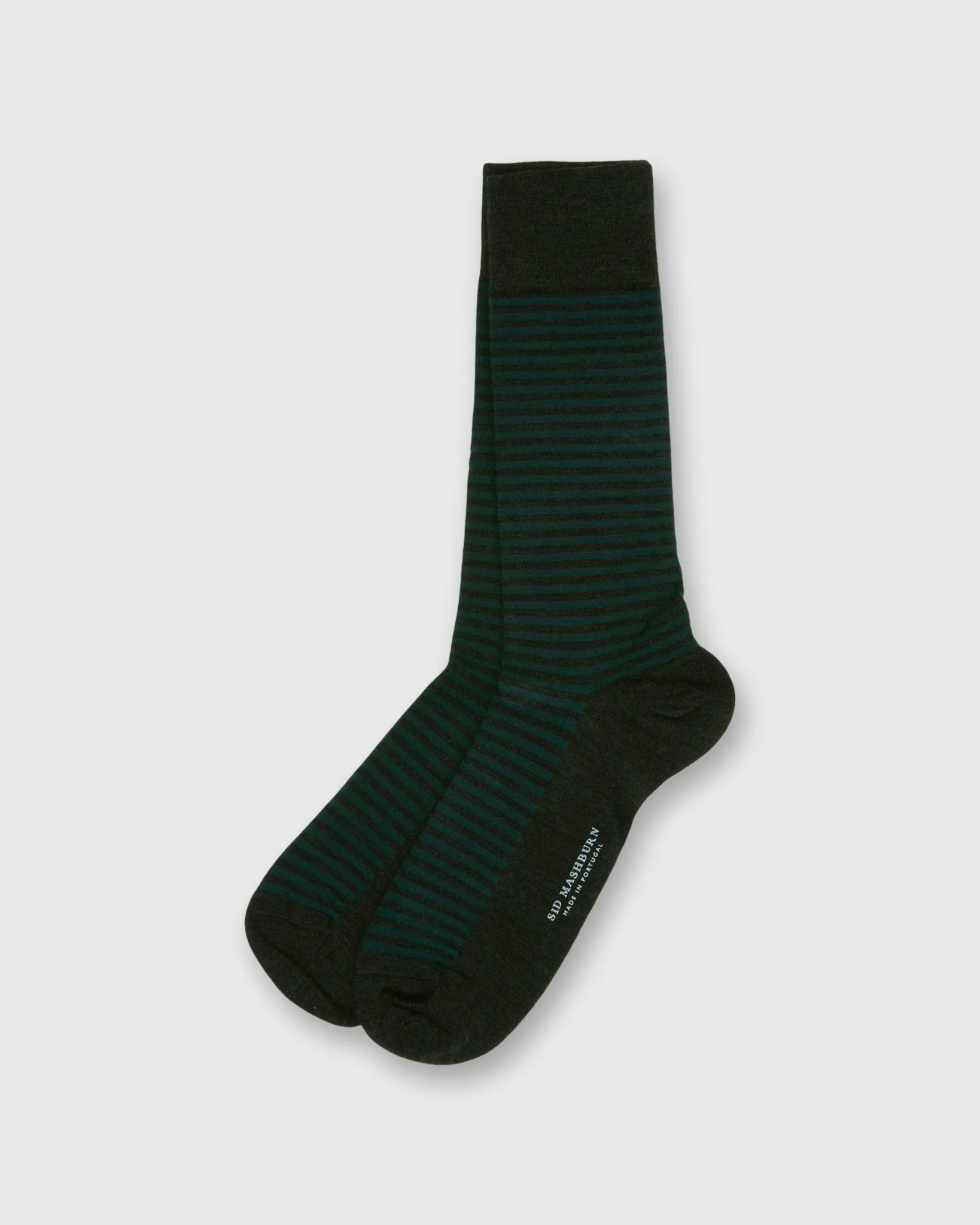 Striped Trouser Dress Socks in Charcoal/Petrol Extra Fine Merino sold by Mashburn
