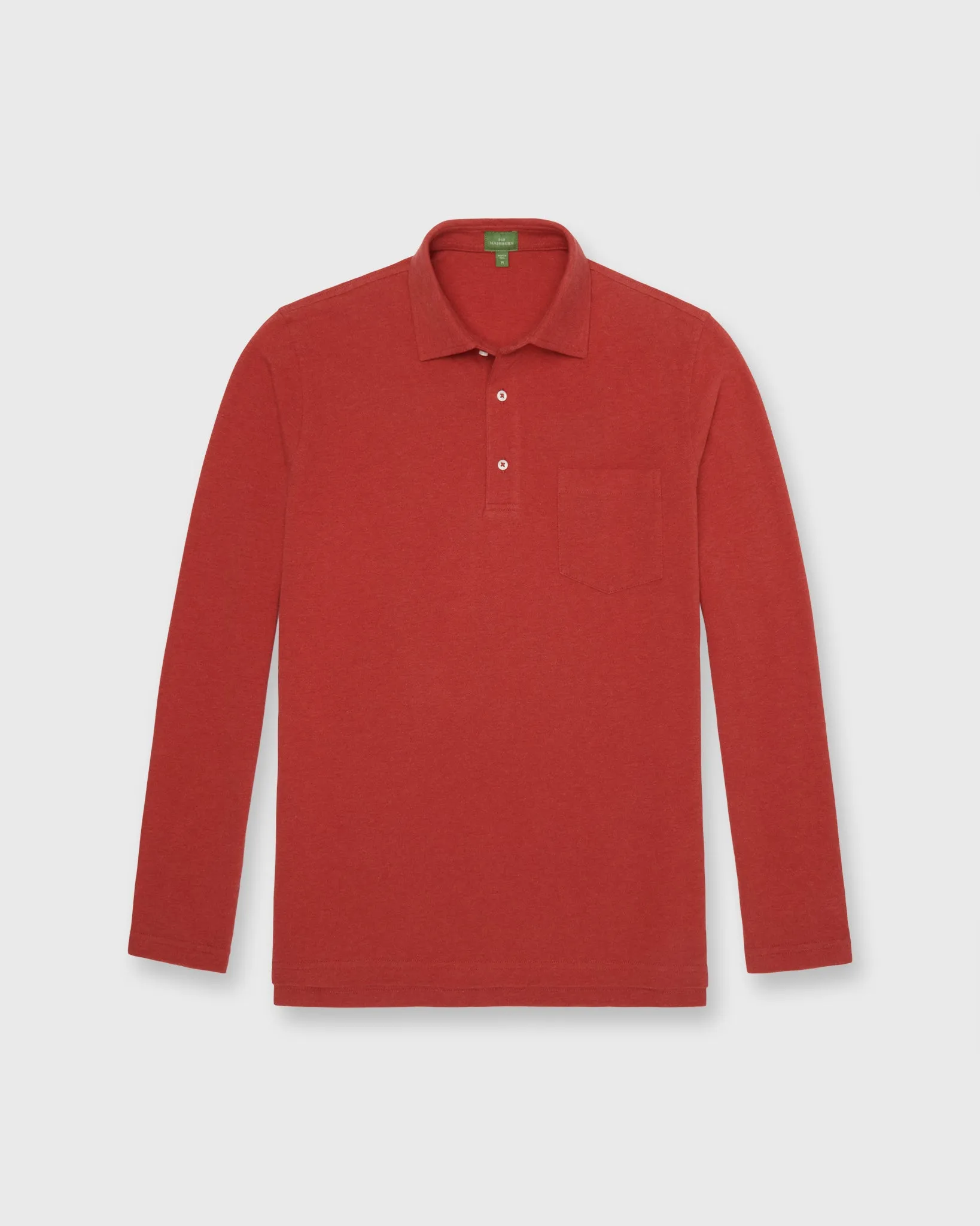 Long-Sleeved Polo in Heather Spice Pima Pique sold by Mashburn