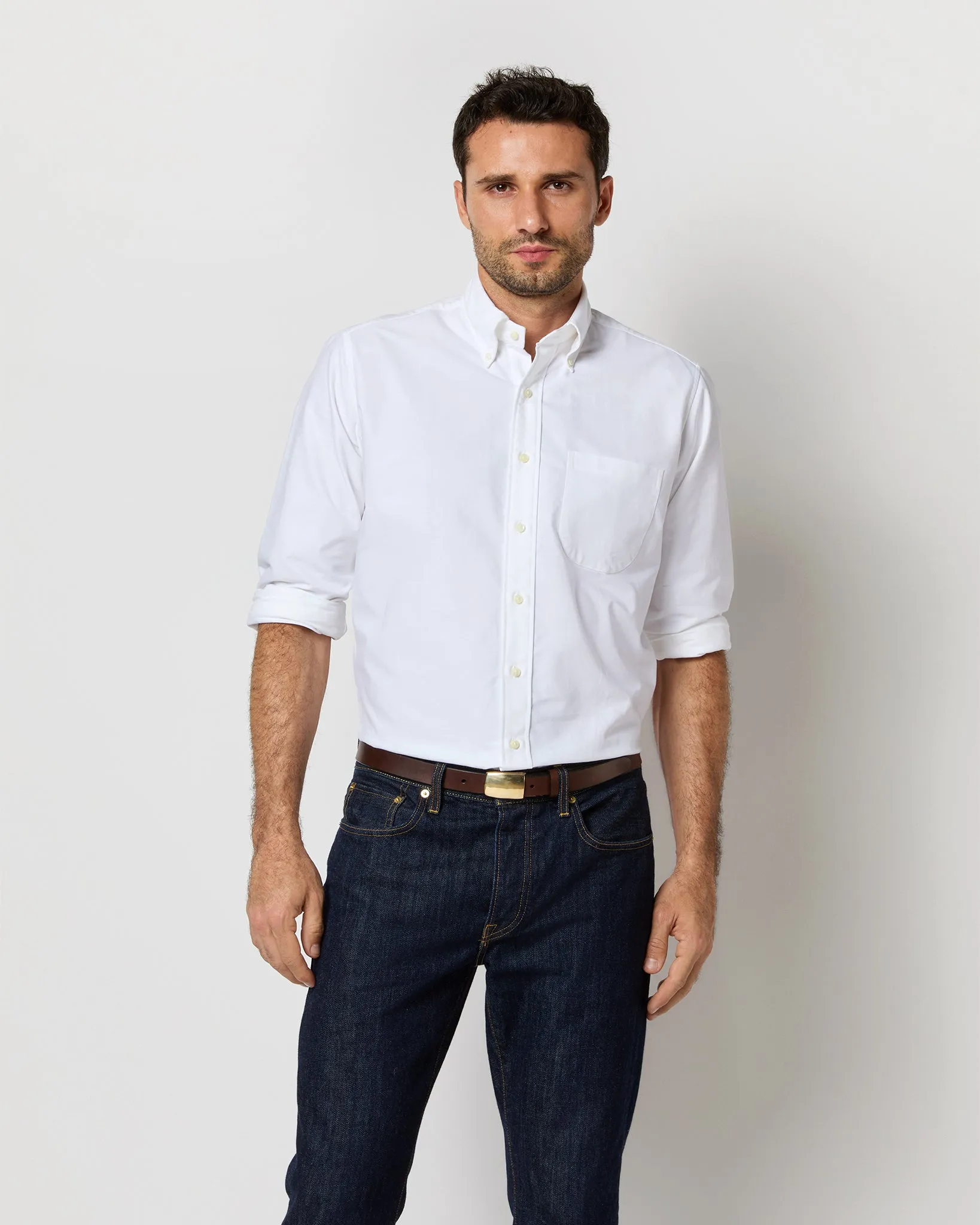 Button-Down Dress Shirt in White Oxford sold by Mashburn product image thumbnail 5