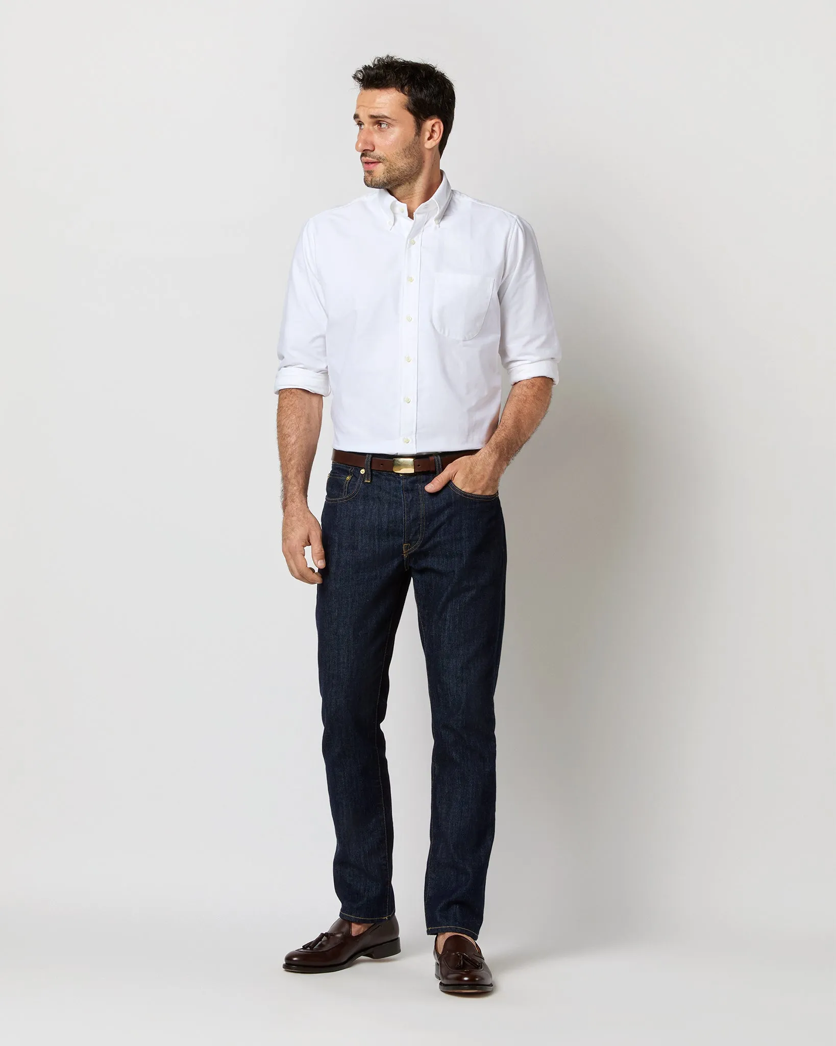 Button-Down Dress Shirt in White Oxford sold by Mashburn product image thumbnail 4