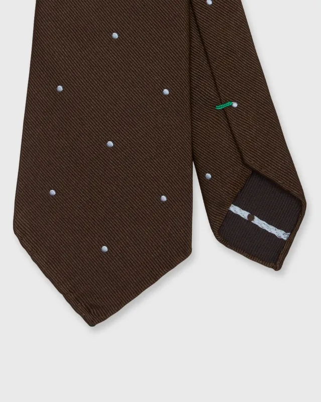 Silk Woven Tie in Brown/Sky Dot sold by Mashburn