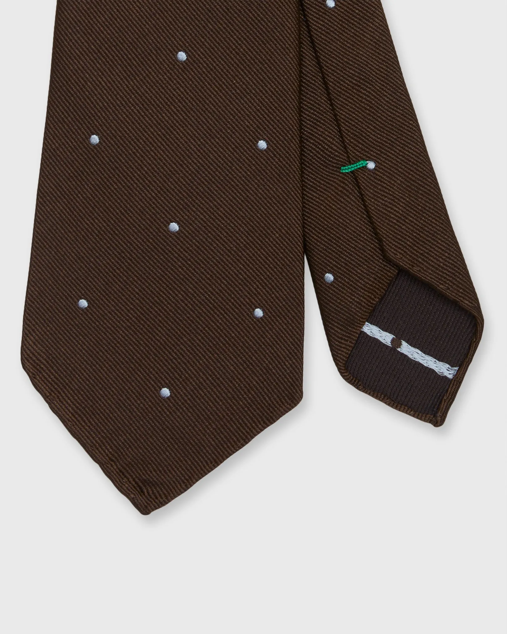 Silk Woven Tie in Brown/Sky Dot sold by Mashburn