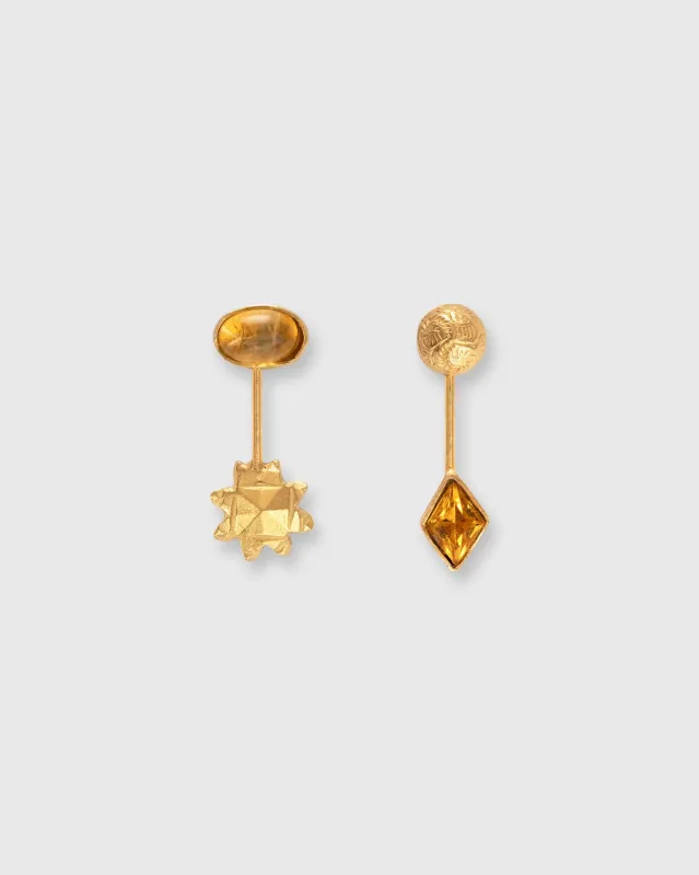 Detachable Drop Earrings in Amber/Gold made by Mashburn