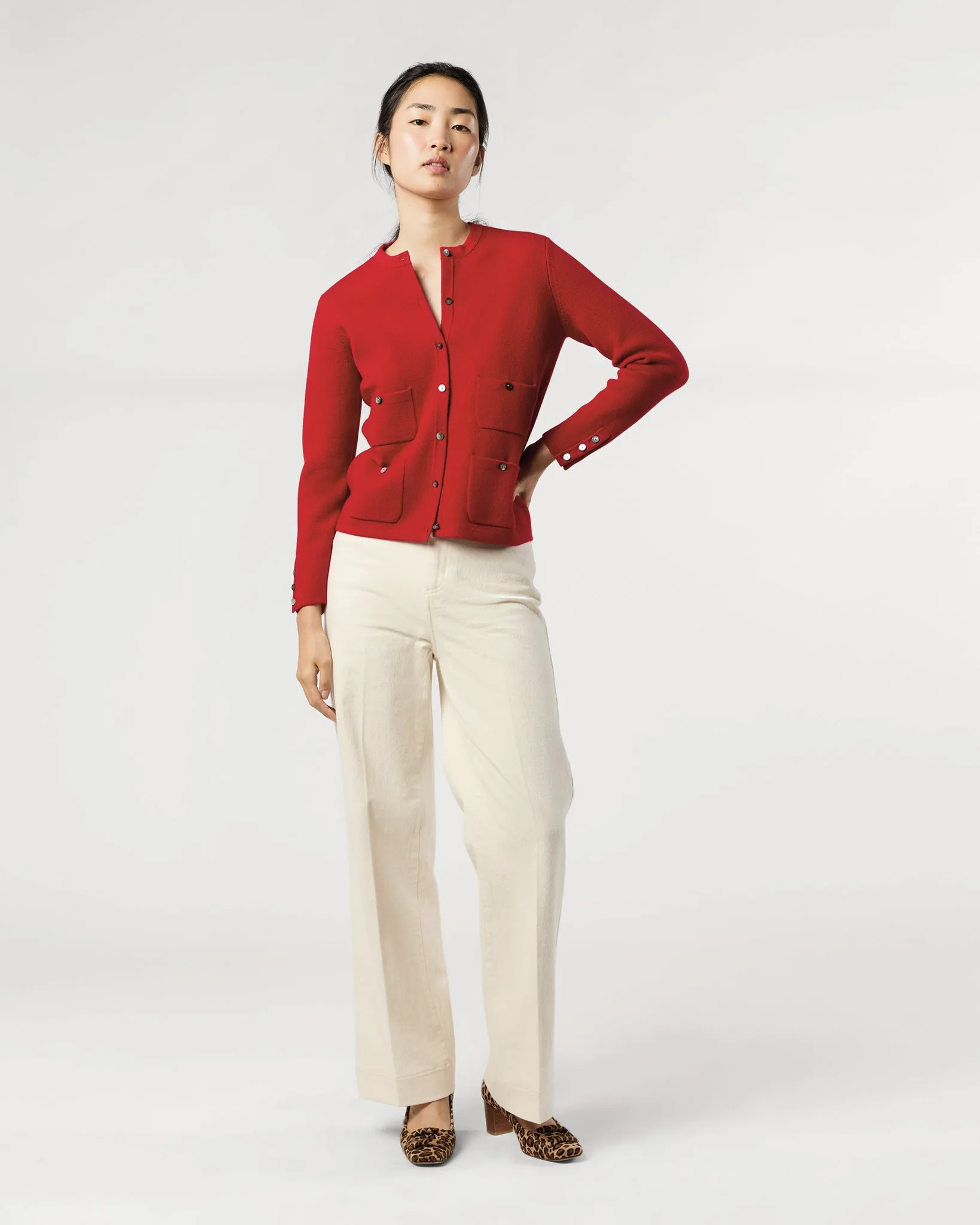 Gabby Cardigan in Red Cashmere sold by Mashburn product image thumbnail 4