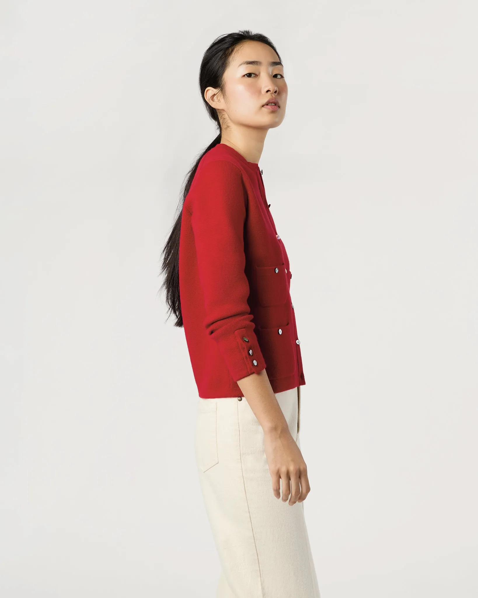 Gabby Cardigan in Red Cashmere sold by Mashburn product image thumbnail 3
