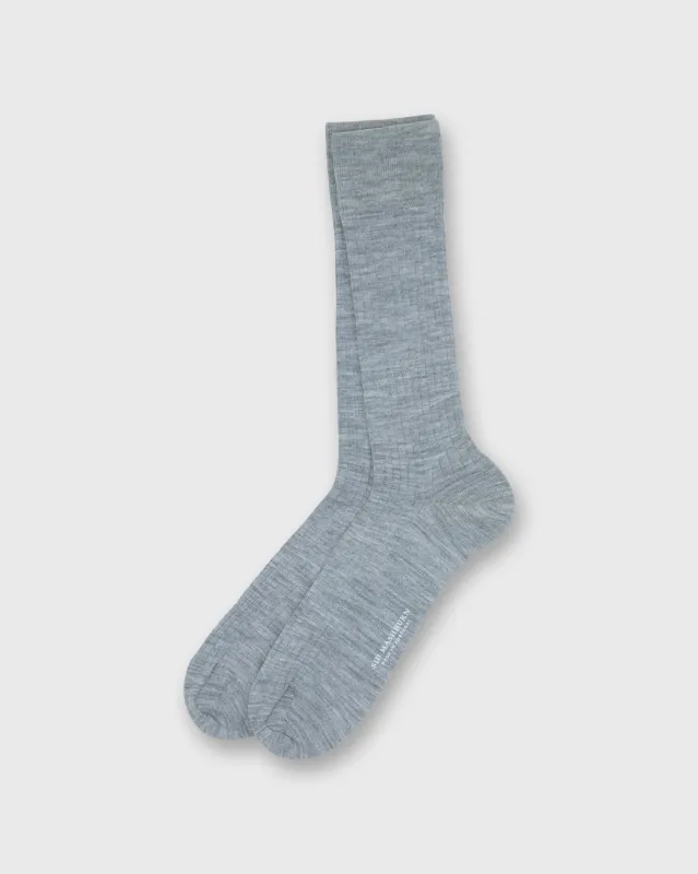 Trouser Dress Socks in Light Heather Grey Extra Fine Merino sold by Mashburn