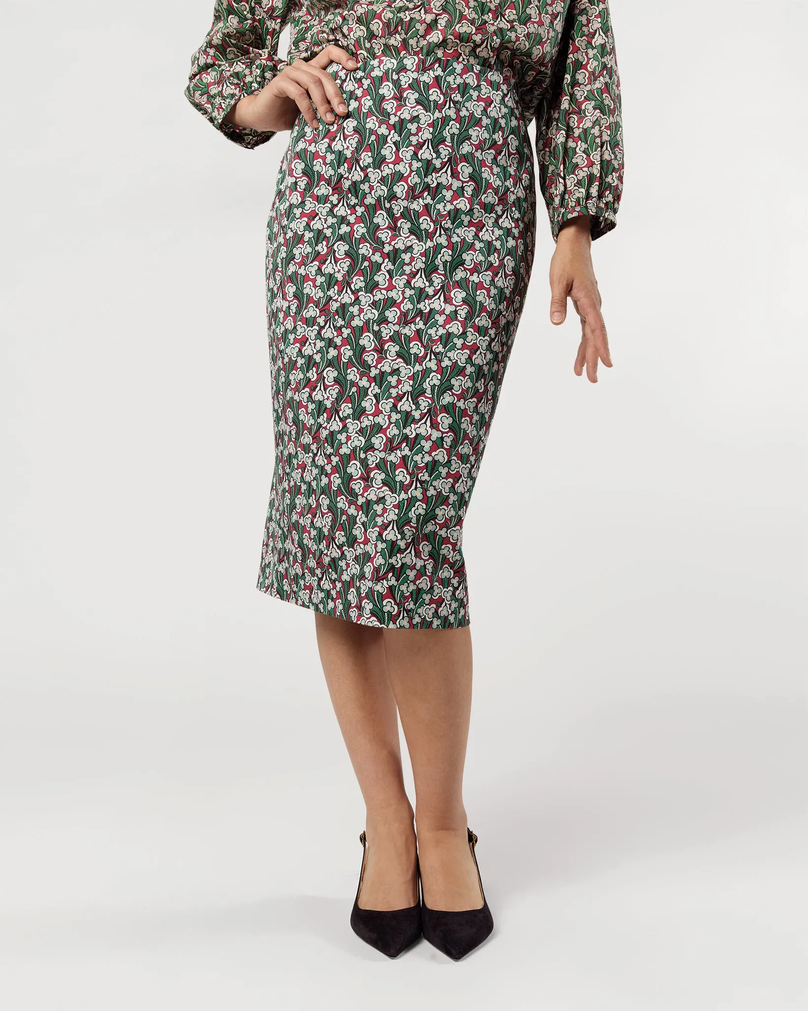 Aurora Skirt in Crimson/Multi Laith Liberty Fabric Twill sold by Mashburn product image thumbnail 2