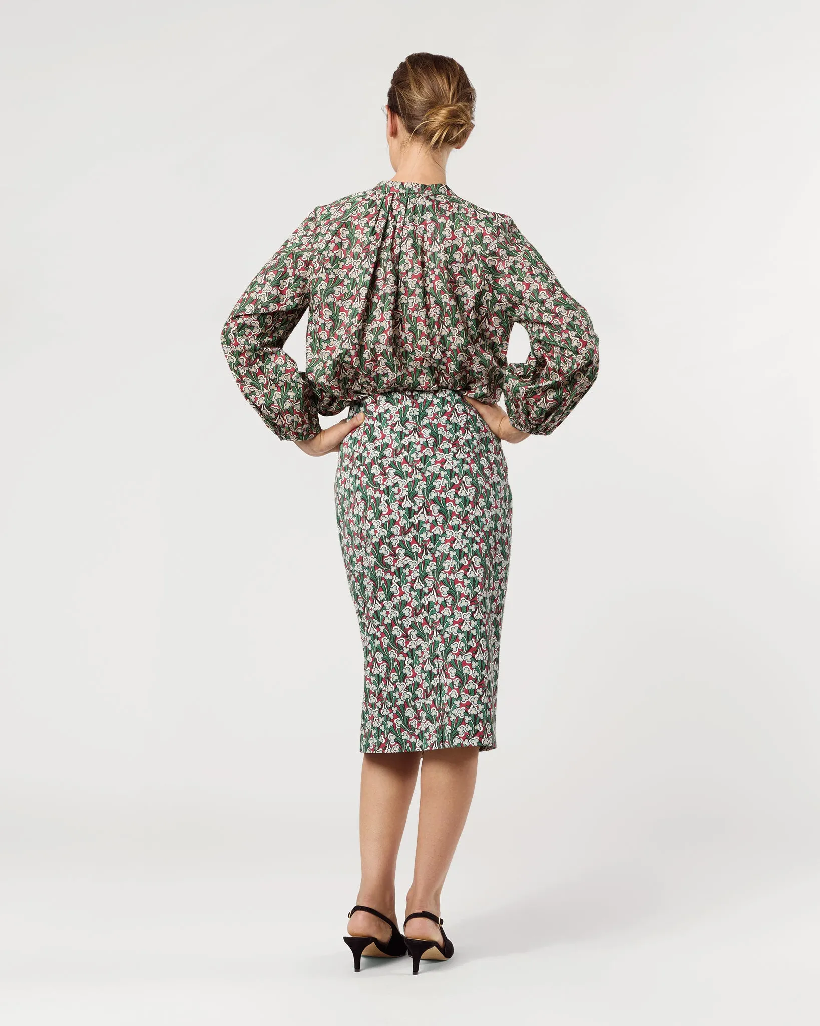 Aurora Skirt in Crimson/Multi Laith Liberty Fabric Twill sold by Mashburn product image thumbnail 3