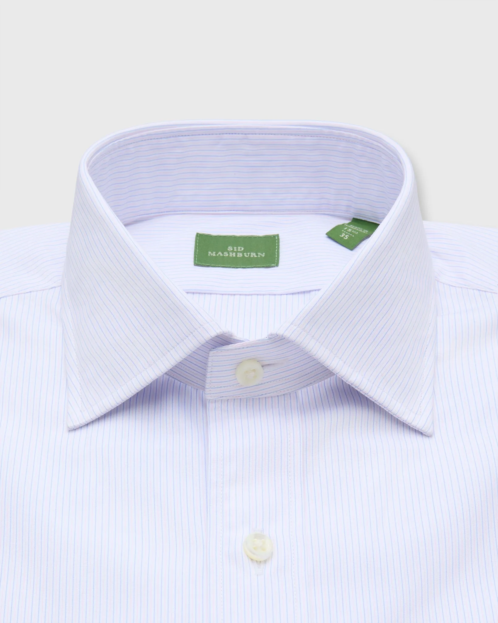 Spread Collar Dress Shirt in Pink/Blue Hairline Stripe Poplin sold by Mashburn product image thumbnail 2