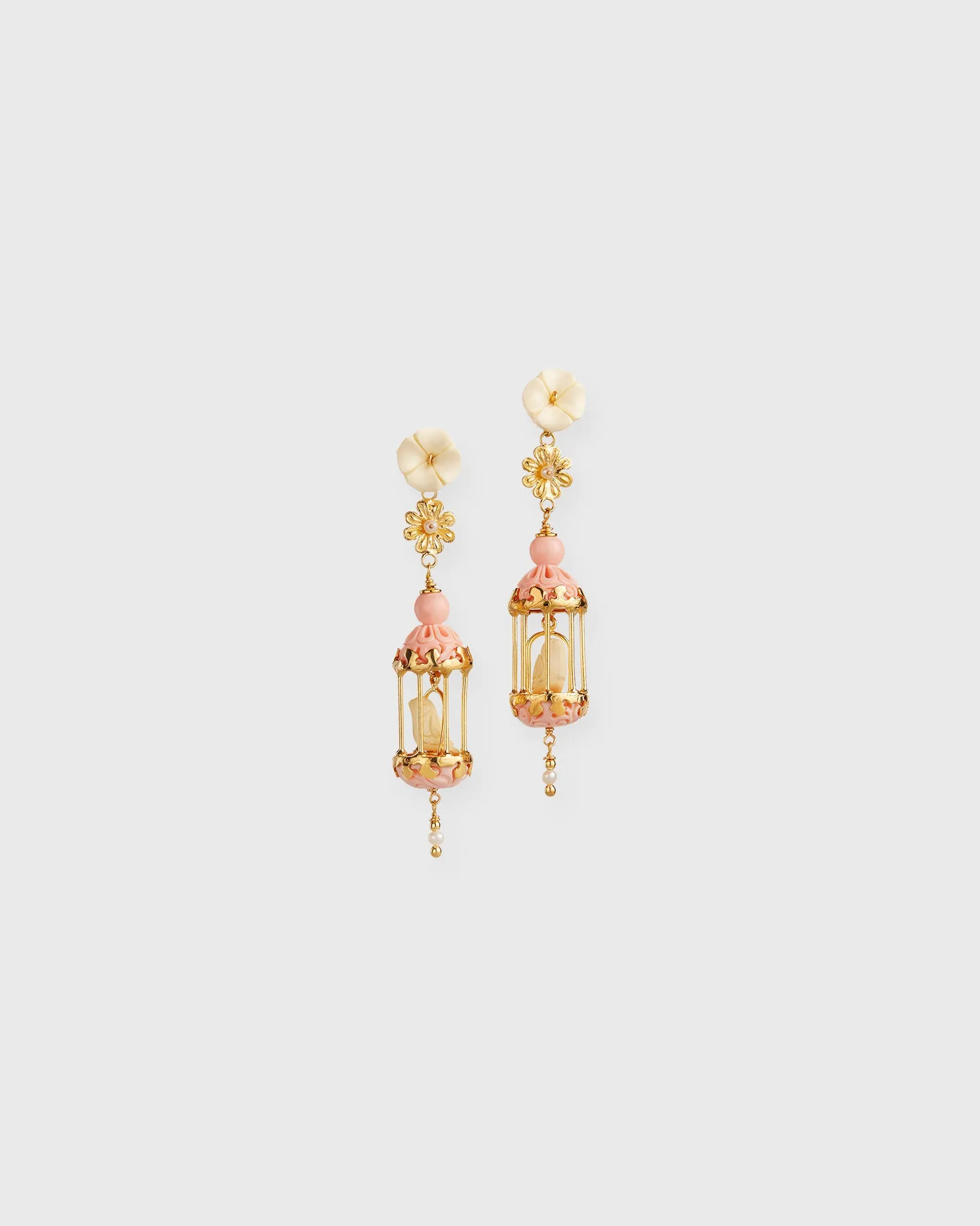 Aviary Classic Mini Earrings in Pink/White sold by Mashburn