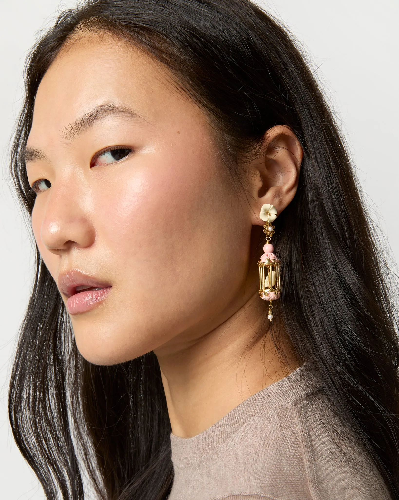 Aviary Classic Mini Earrings in Pink/White sold by Mashburn product image thumbnail 2