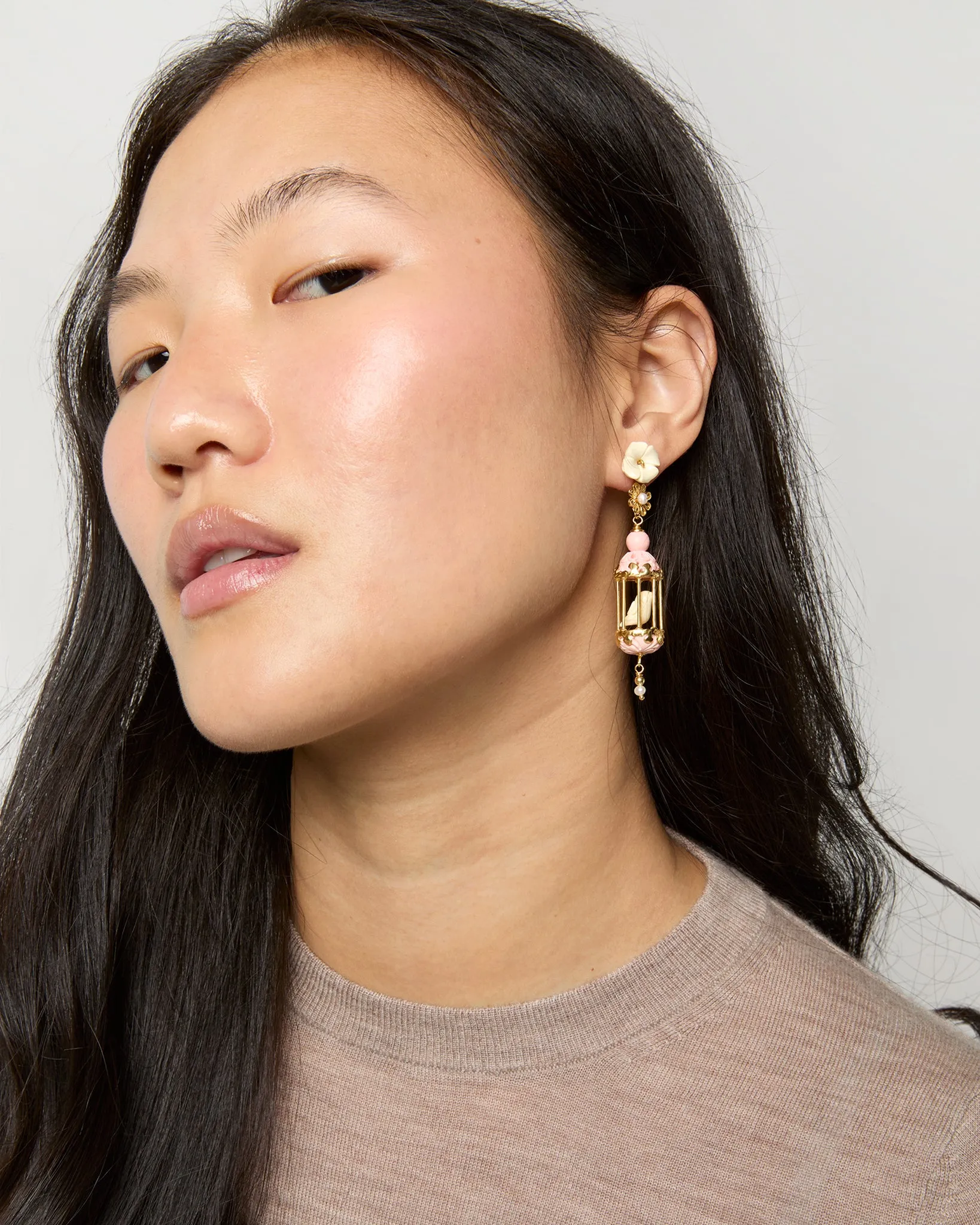 Aviary Classic Mini Earrings in Pink/White sold by Mashburn product image thumbnail 3