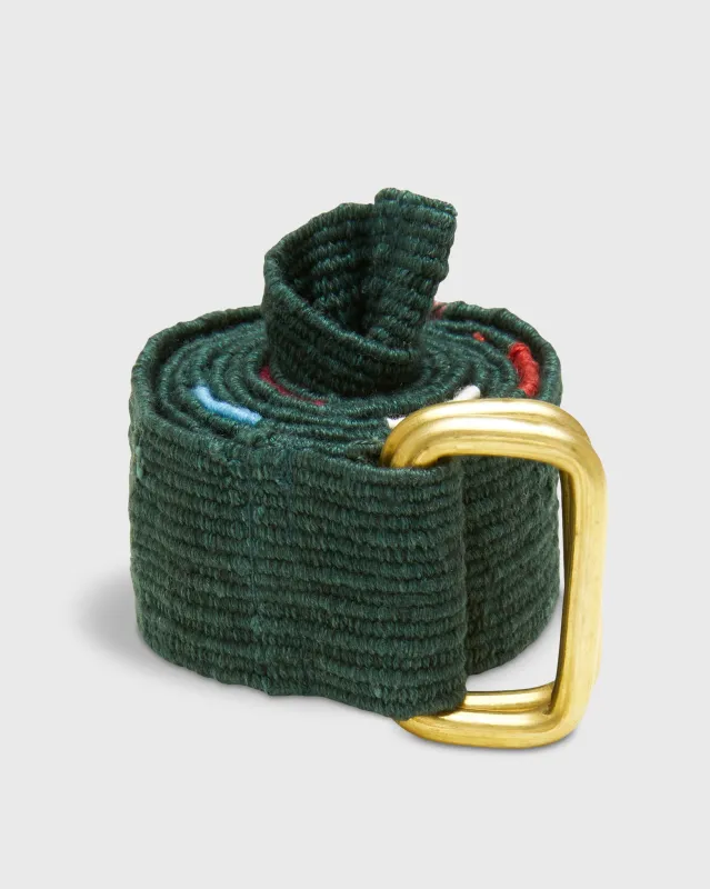 Hand-Loomed D-Ring Belt in Forest/Pink Tribal sold by Mashburn