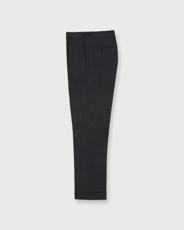 Pleated Dress Trouser in Charcoal High-Twist sold by Mashburn