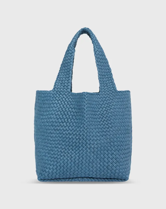 Paola Bucket Bag in Mid Blue Coated Cotton sold by Mashburn