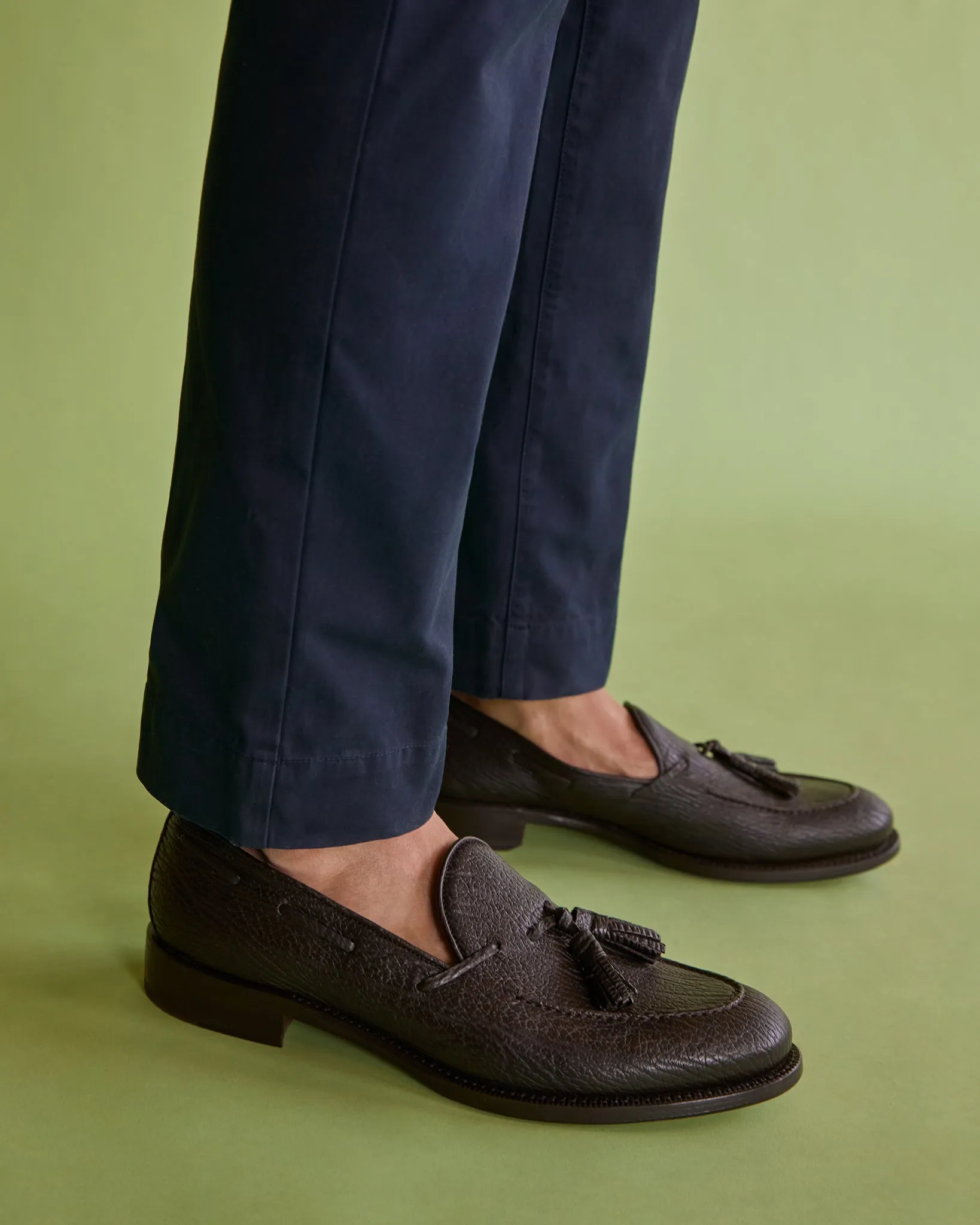 Italian Tassel Loafer in Dark Brown Sharkskin sold by Mashburn product image thumbnail 3