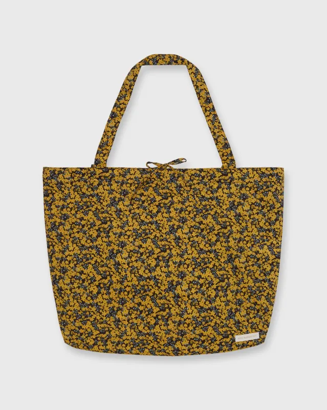 Reusable Tote Bag in Yellow/Blue/Brown Star Anise Liberty Fabric sold by Mashburn