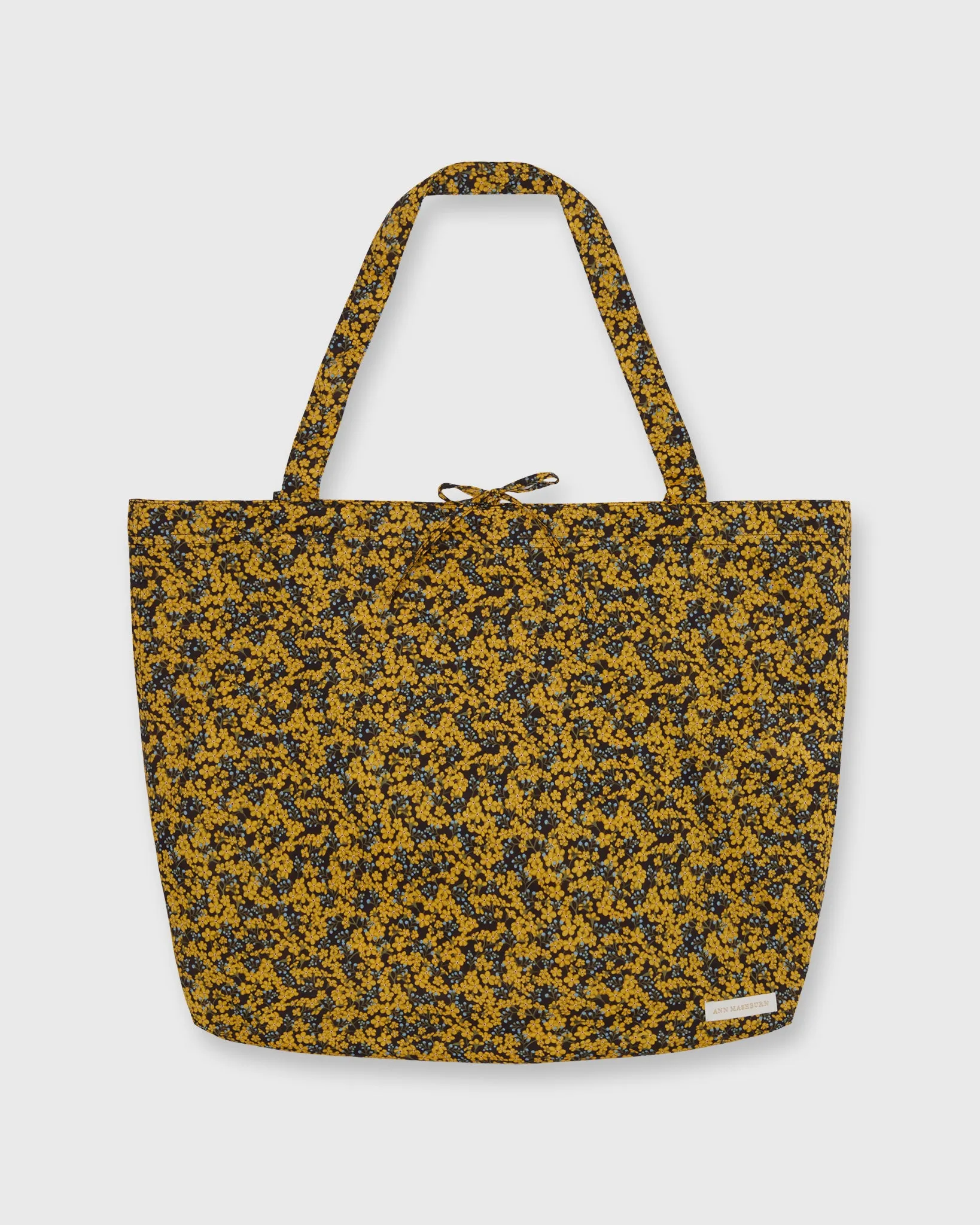 Reusable Tote Bag in Yellow/Blue/Brown Star Anise Liberty Fabric sold by Mashburn