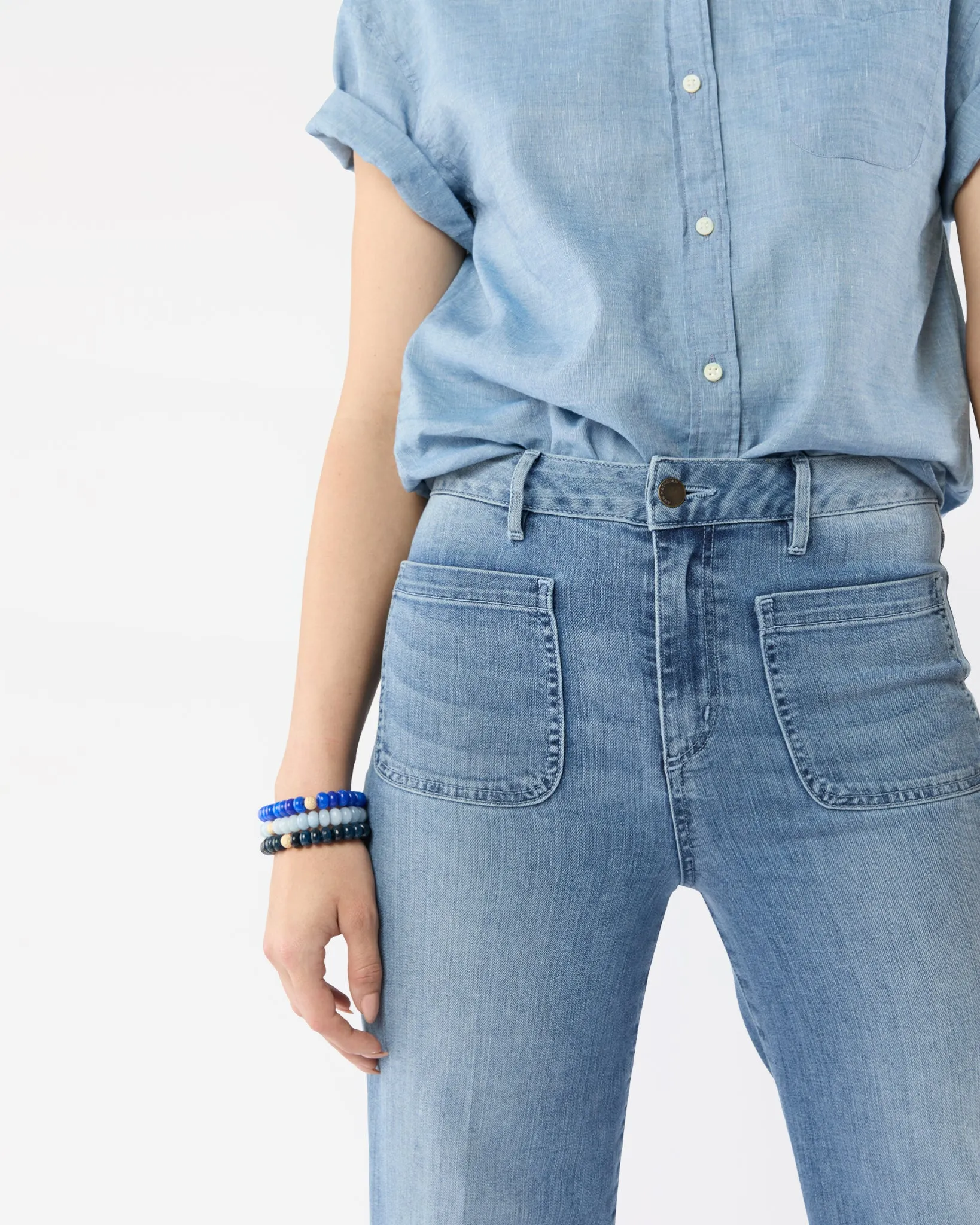 Semi Precious Beaded Bracelet in Blue Cloud Monochrome sold by Mashburn product image thumbnail 5