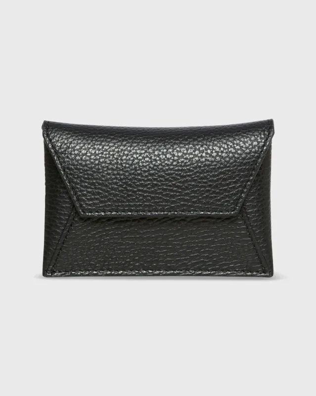 Snap Card Holder in Black Leather sold by Mashburn