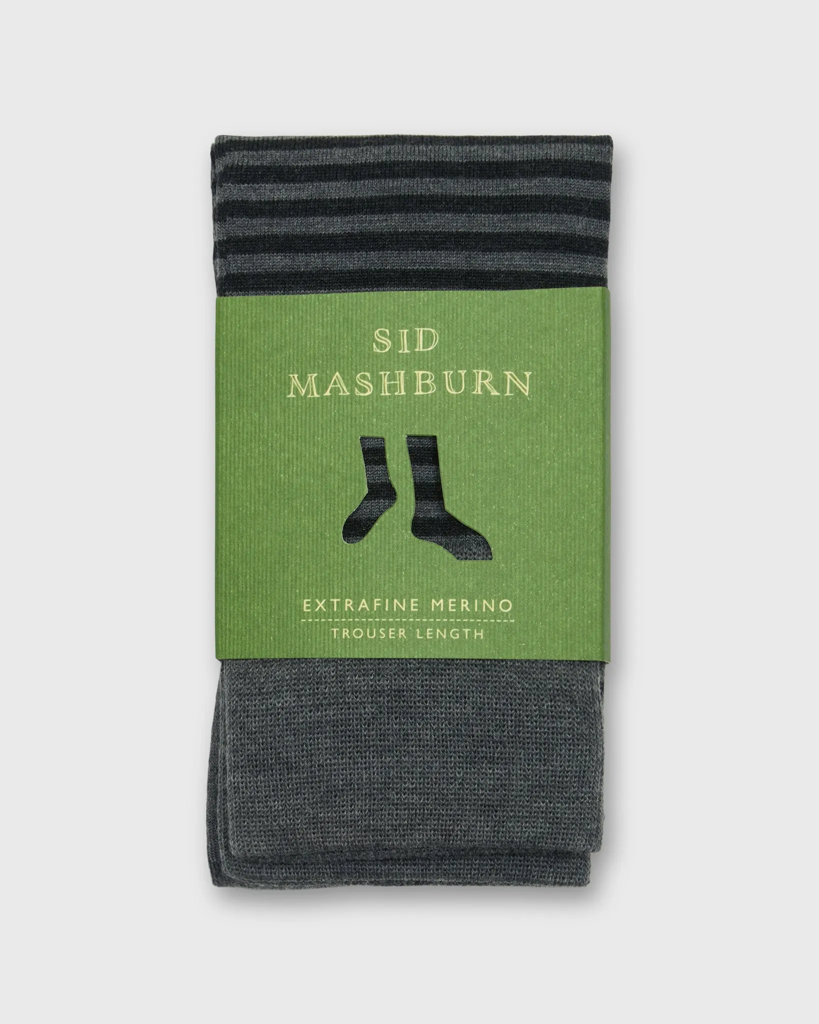 Striped Trouser Dress Socks in Heather Grey/Charcoal Extra Fine Merino sold by Mashburn product image thumbnail 2