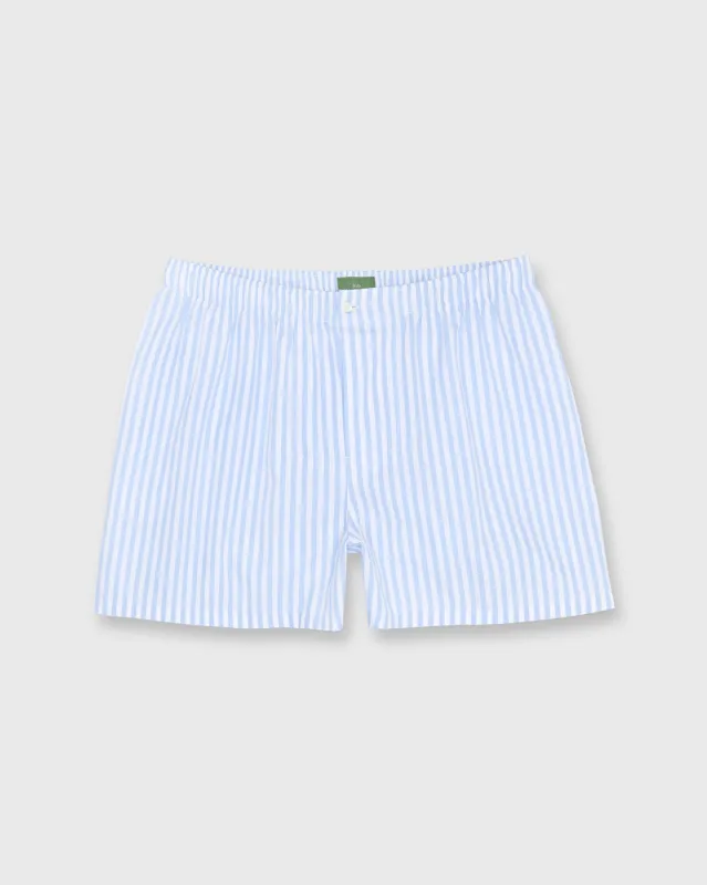 Button-Front Boxer Short in Blue Bold Awning Stripe Poplin sold by Mashburn