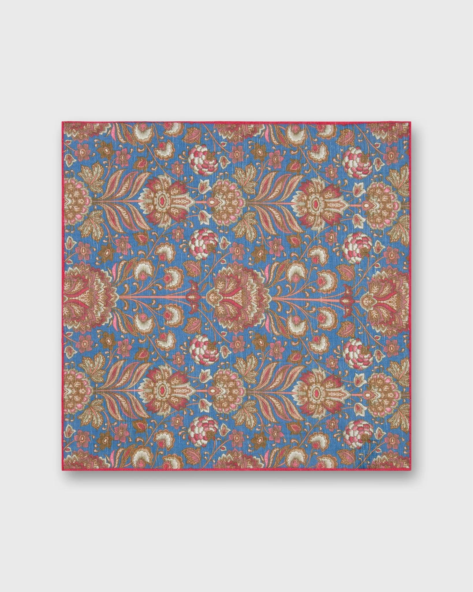 Linen/Cotton Print Pocket Square in Blue/Brown Multi Paisley Scene sold by Mashburn product image thumbnail 2