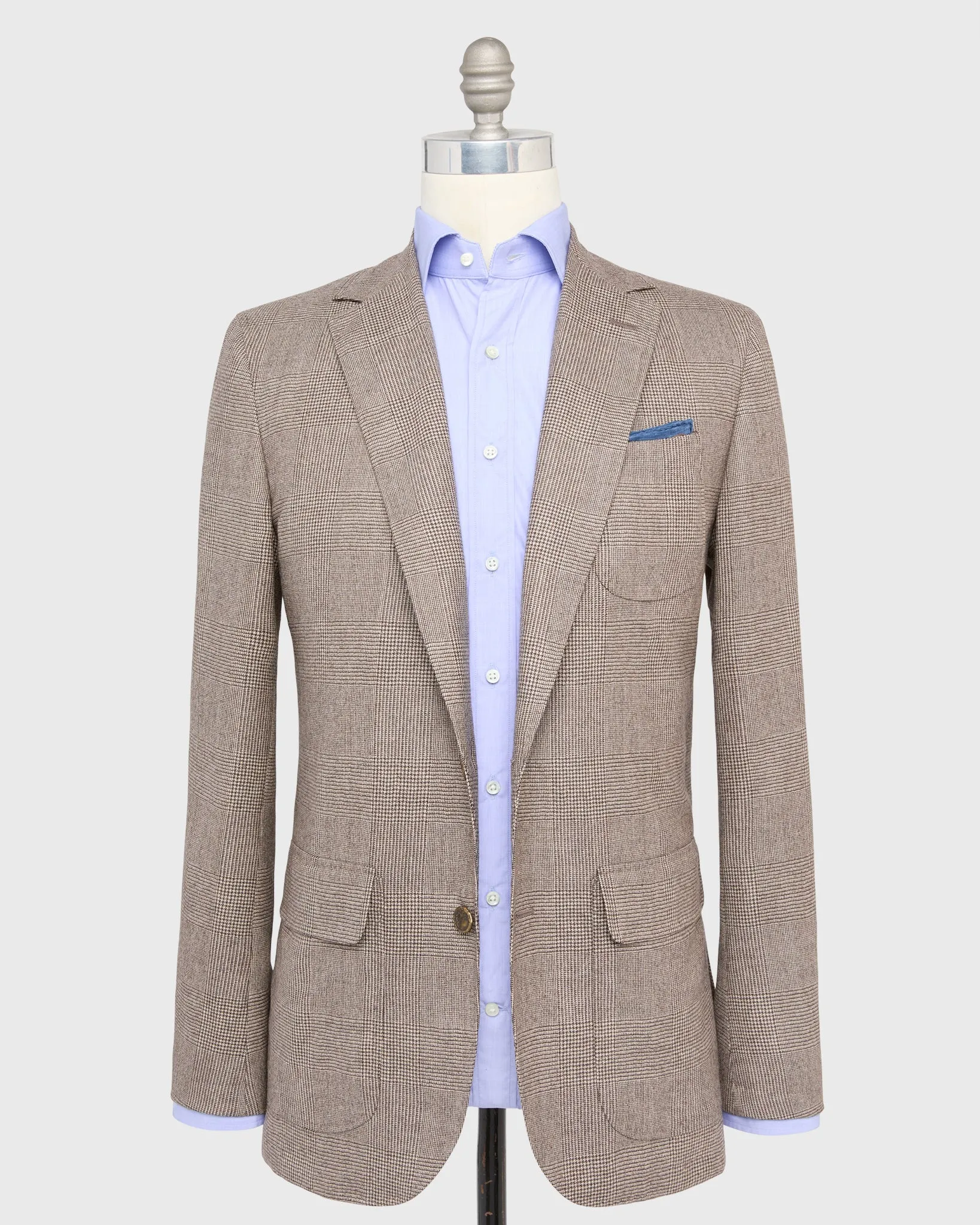 Ghost Blazer in Chocolate/Oat Glen Plaid Brushed Hopsack sold by Mashburn product image thumbnail 3