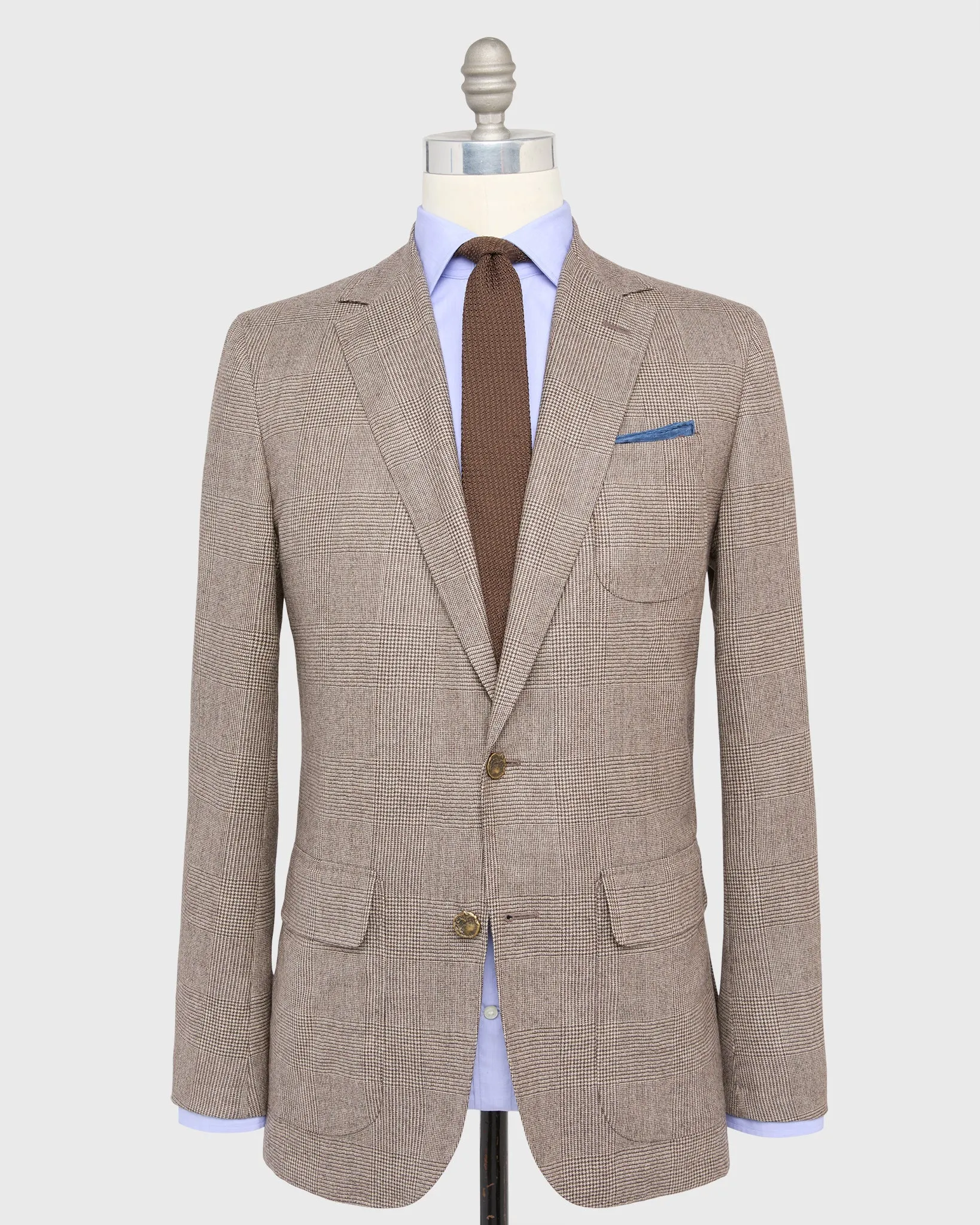 Ghost Blazer in Chocolate/Oat Glen Plaid Brushed Hopsack sold by Mashburn