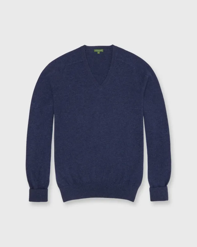 Classic V-Neck Sweater in Air Force Blue Cashmere sold by Mashburn