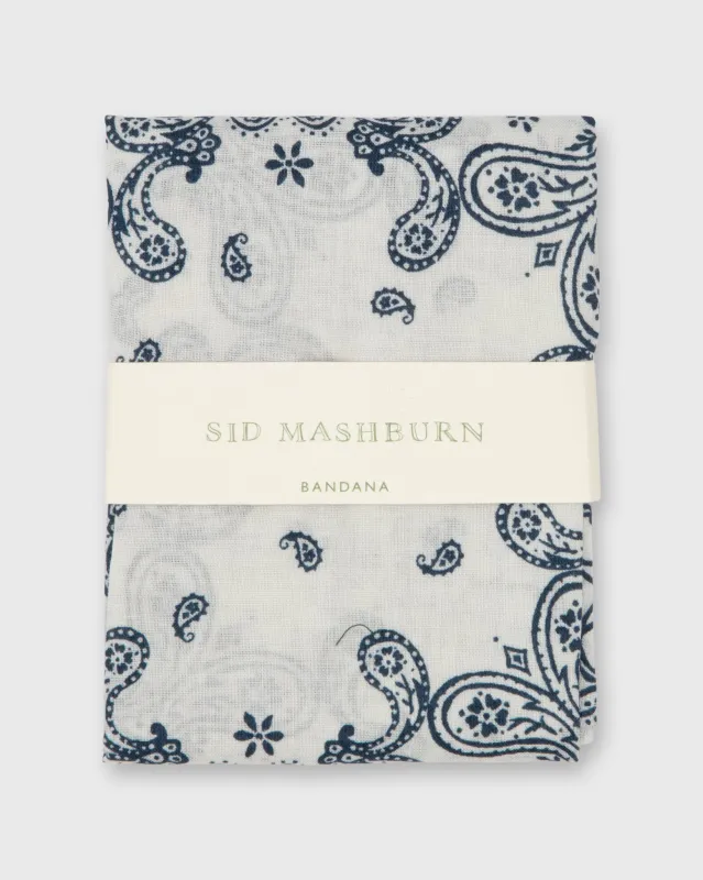 Bandana in White/Blue Paisley sold by Mashburn