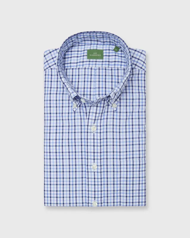 Button-Down Sport Shirt in Blue/Navy Tattersall Oxford sold by Mashburn