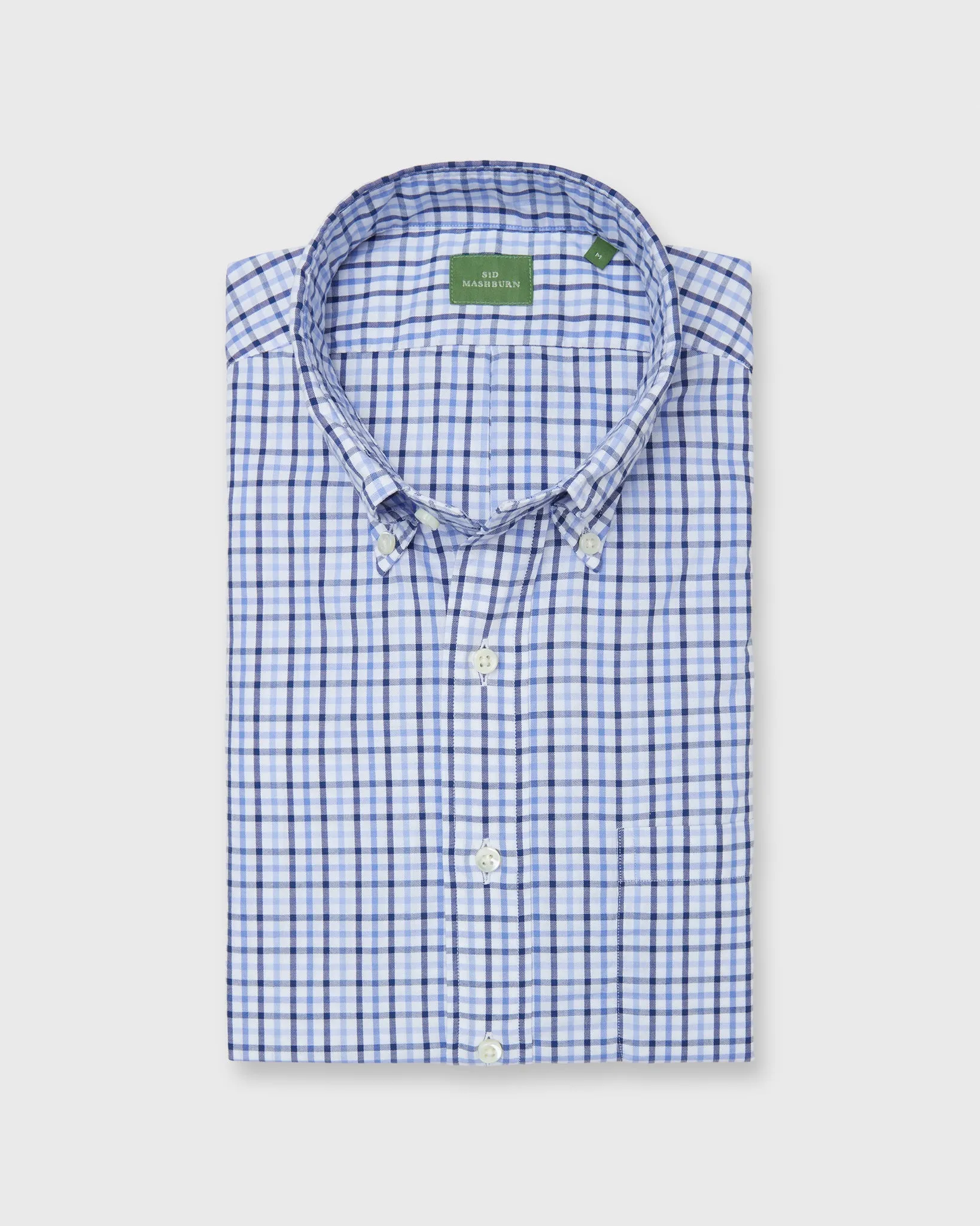 Button-Down Sport Shirt in Blue/Navy Tattersall Oxford sold by Mashburn