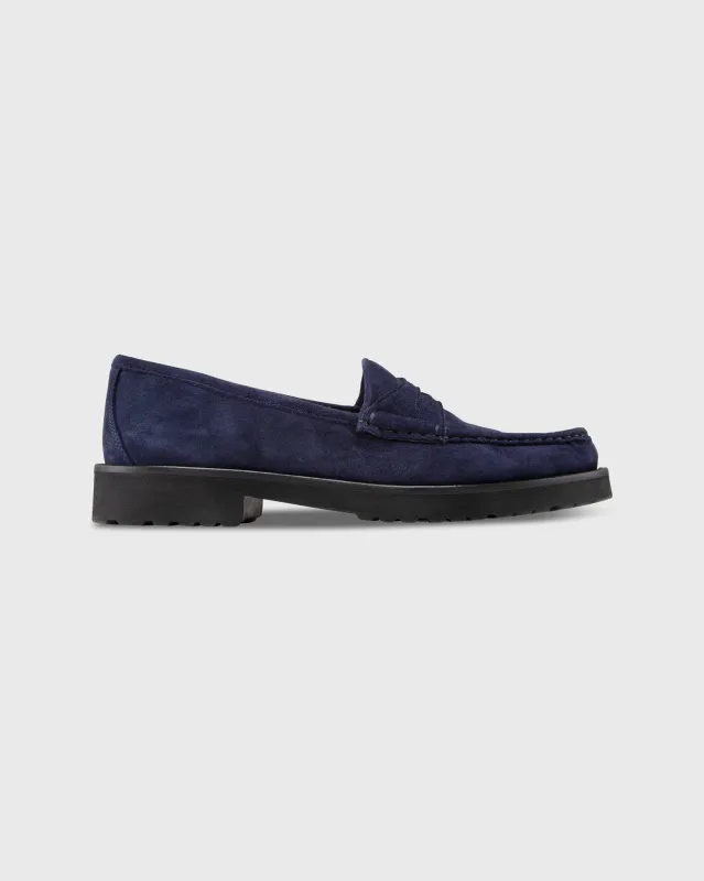 Lug Sole Loafer in Navy Suede sold by Mashburn