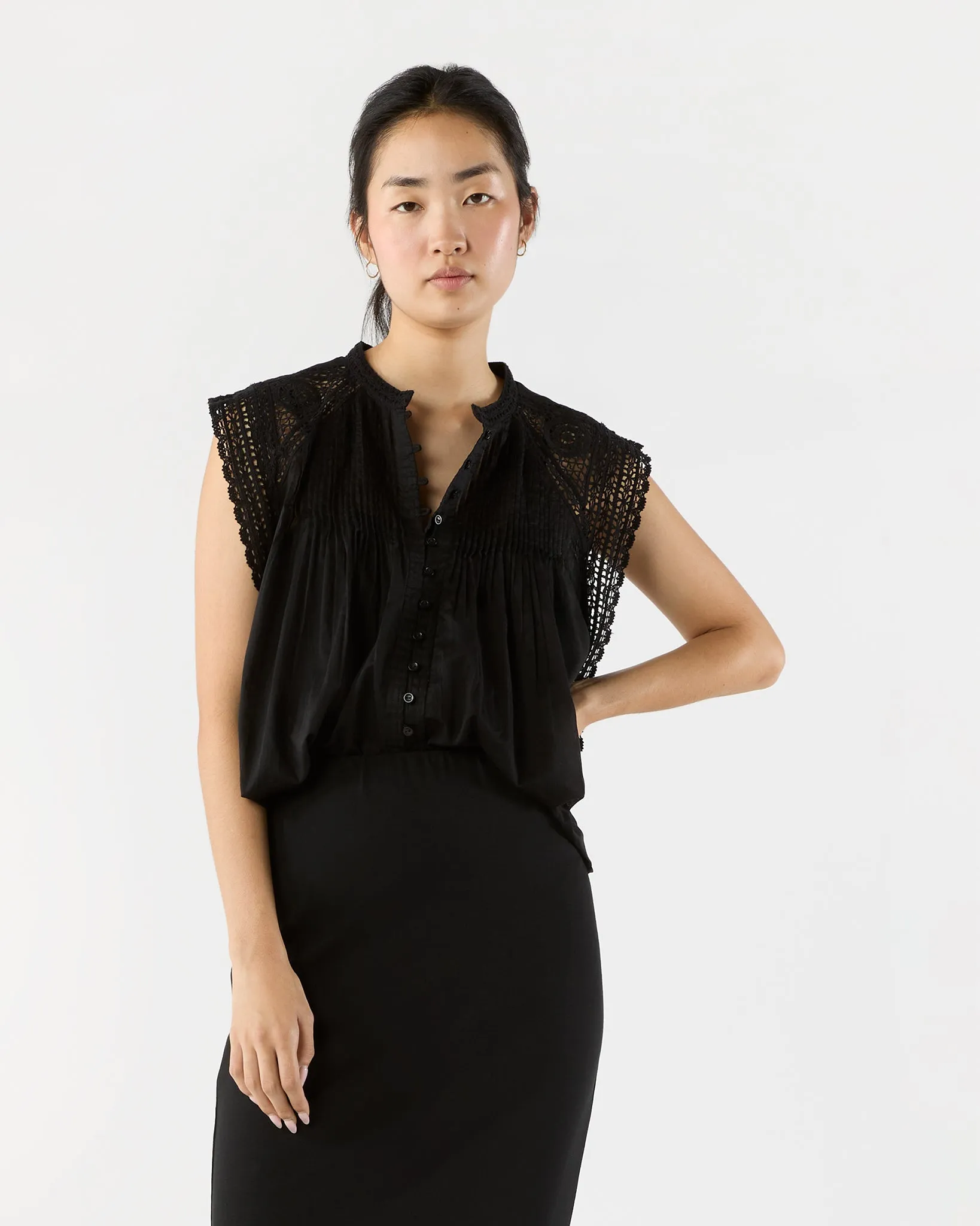 Gresia Top in Black sold by Mashburn