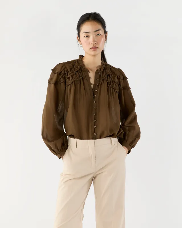 Christa Top in Dark Khaki sold by Mashburn